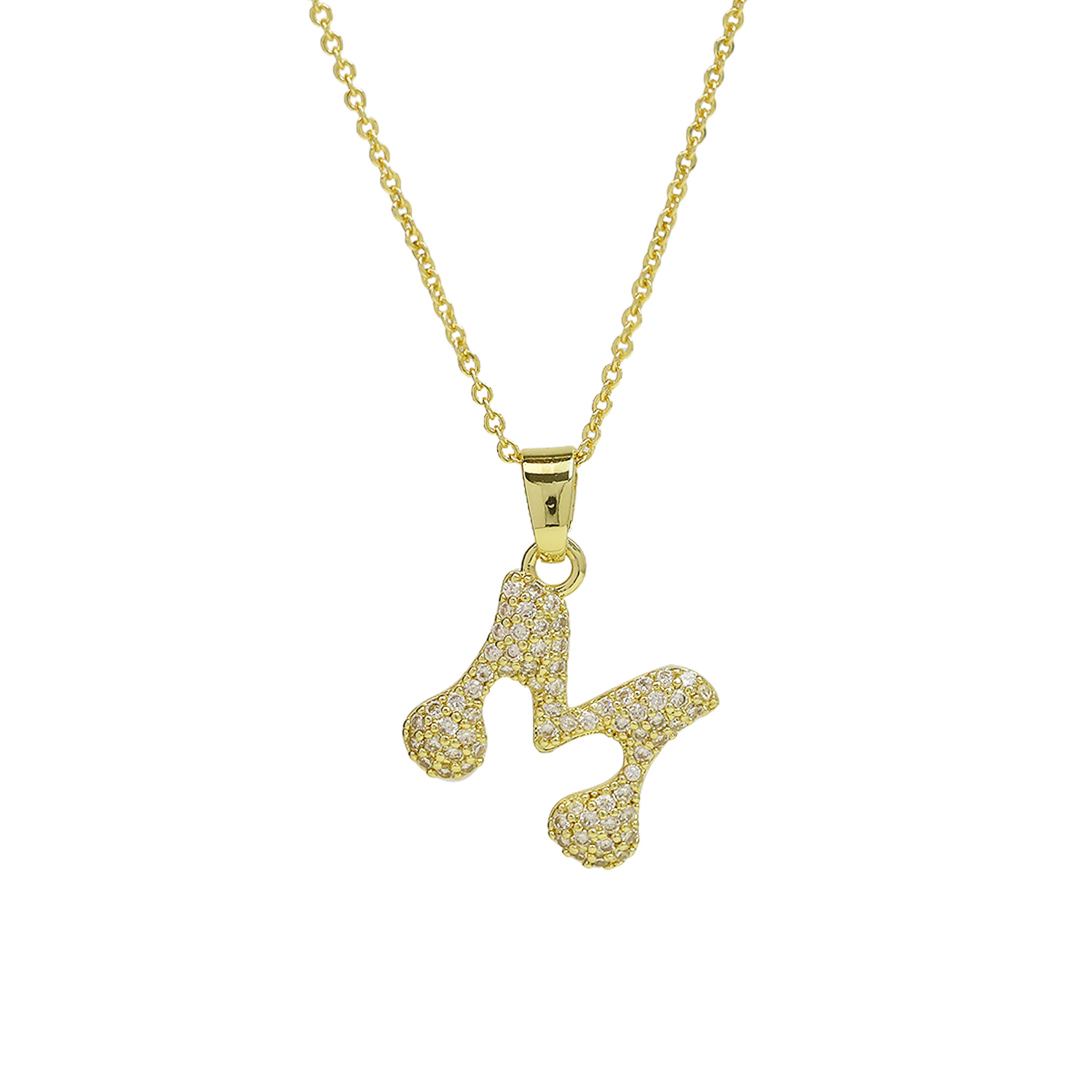 Small  Heart CZ  Initial Pendant Necklace