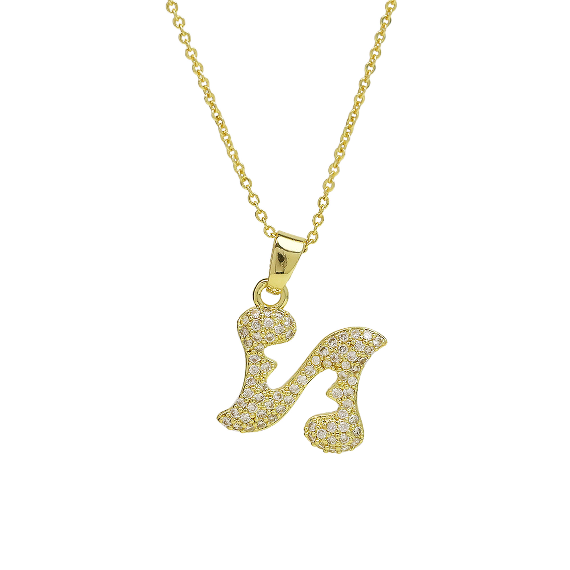 Small  Heart CZ  Initial Pendant Necklace