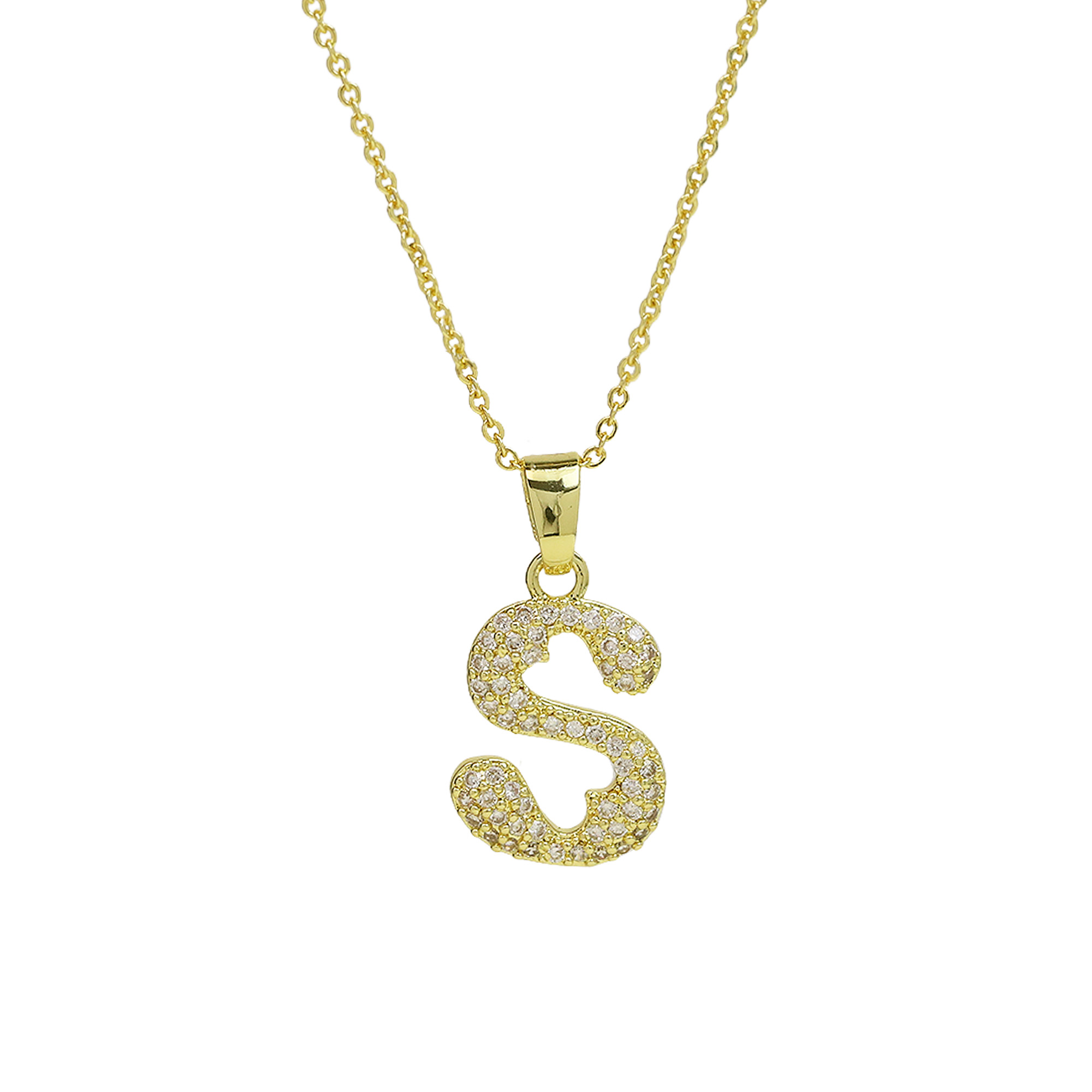 Small  Heart CZ  Initial Pendant Necklace