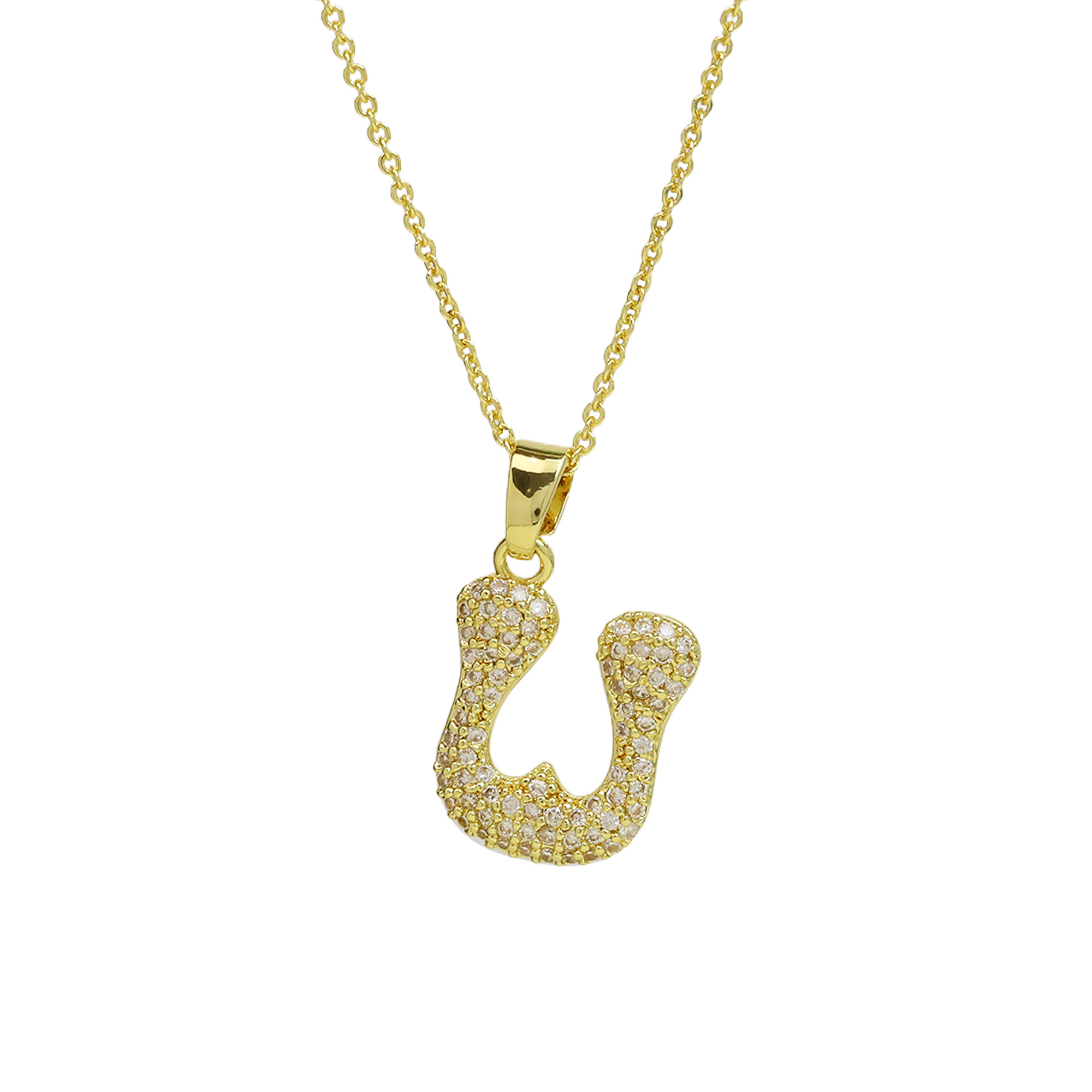 Small  Heart CZ  Initial Pendant Necklace