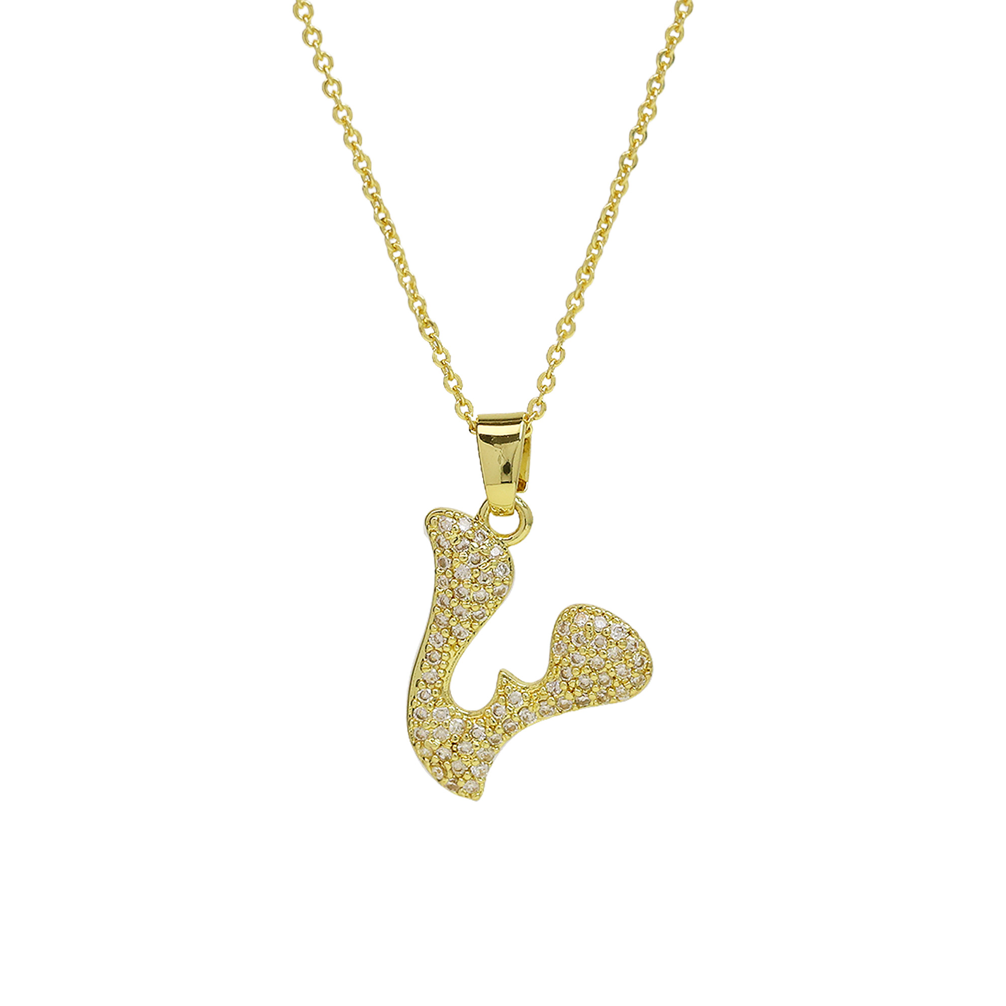 Small  Heart CZ  Initial Pendant Necklace