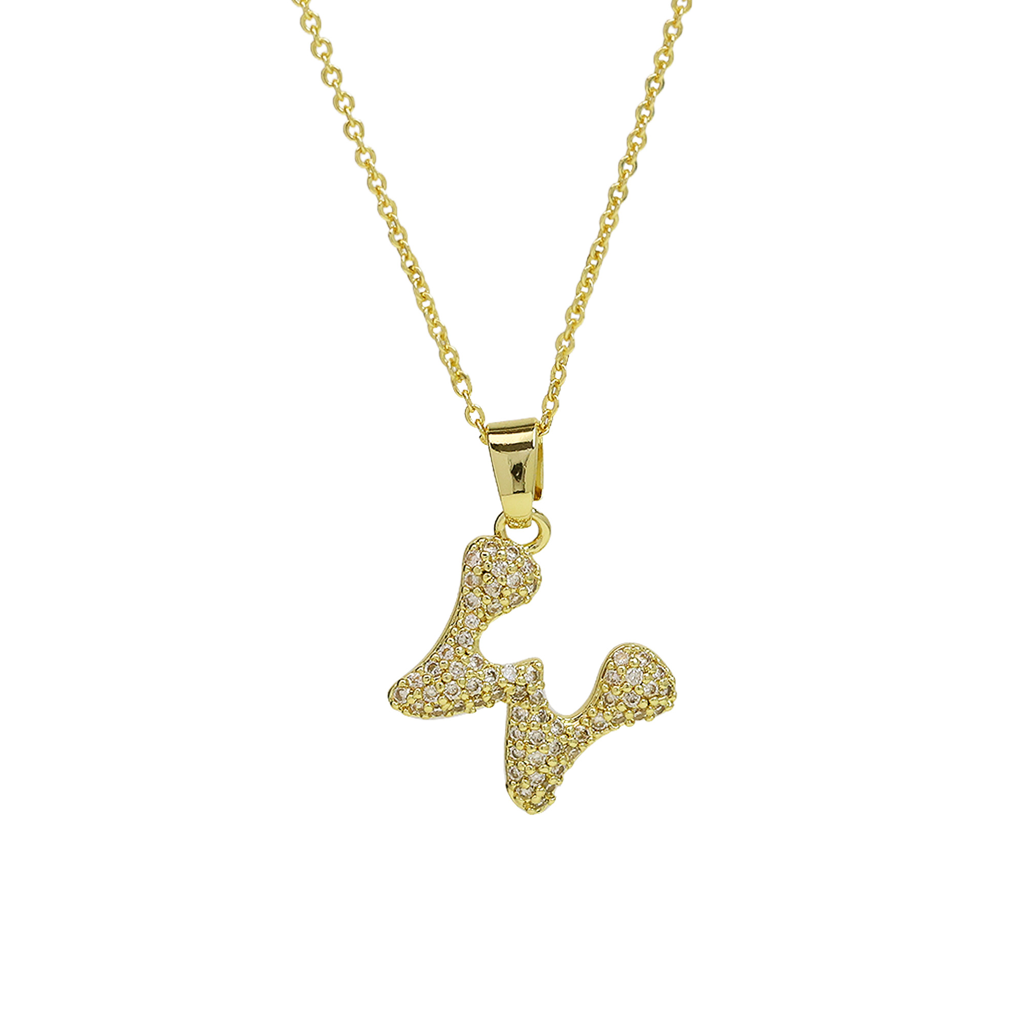 Small  Heart CZ  Initial Pendant Necklace