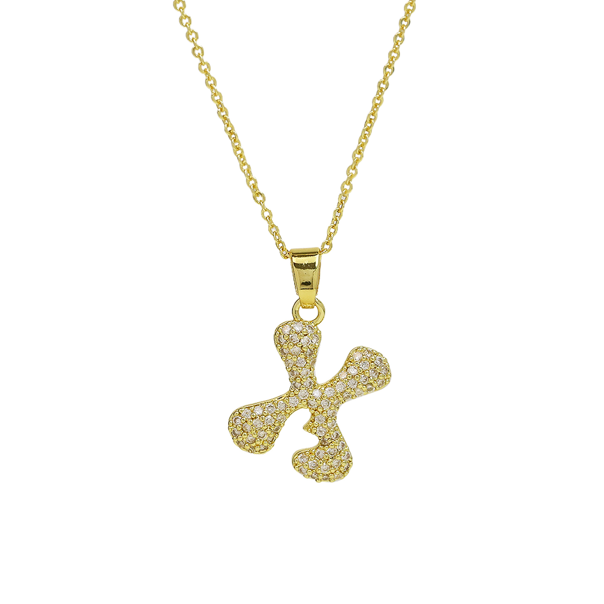 Small  Heart CZ  Initial Pendant Necklace