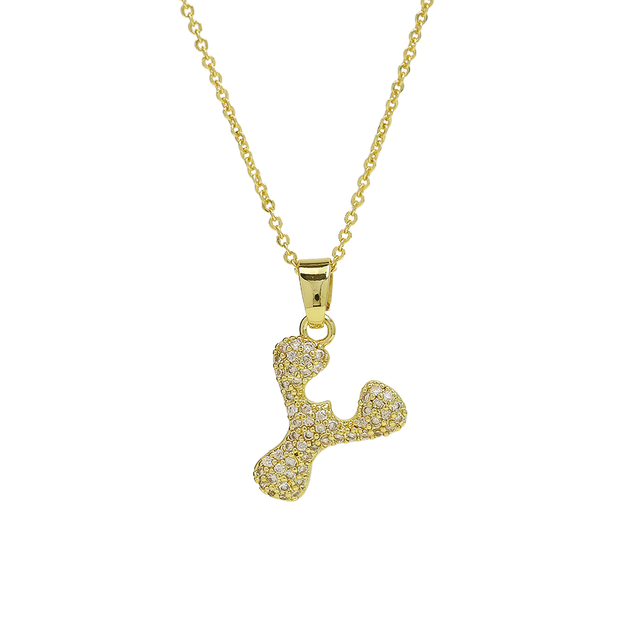 Small  Heart CZ  Initial Pendant Necklace