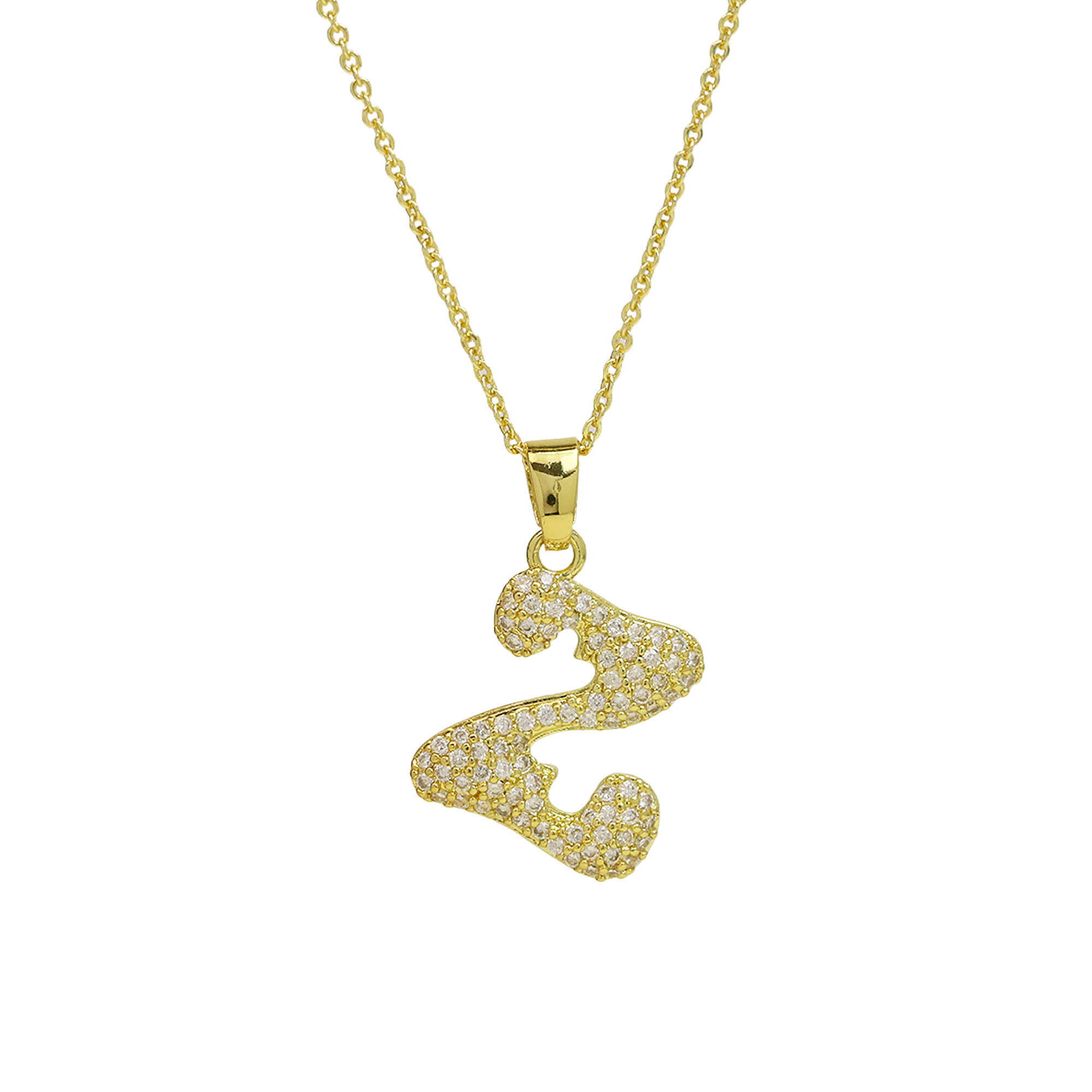 Small  Heart CZ  Initial Pendant Necklace