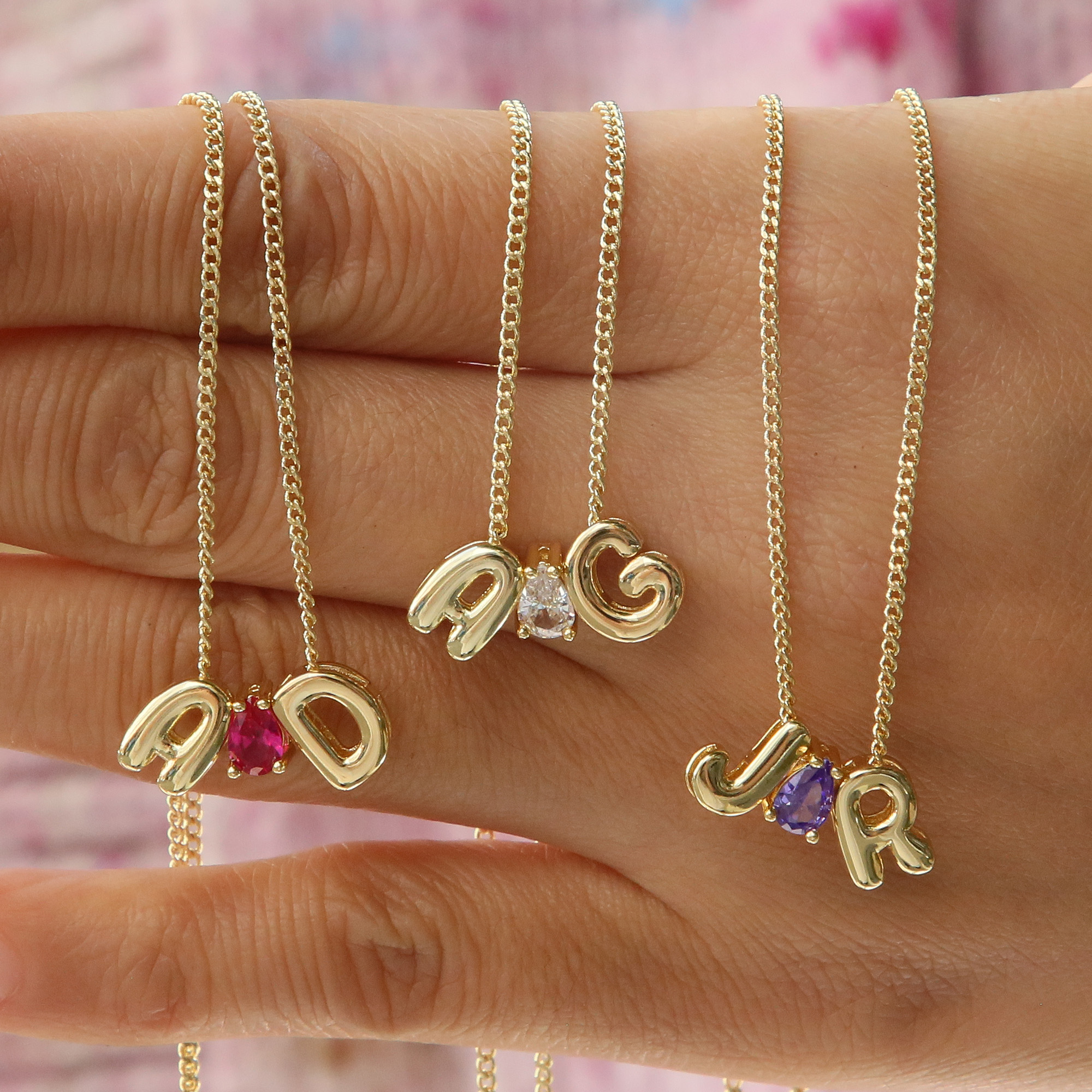 12 Month Birth Stone Water Drop Pendant