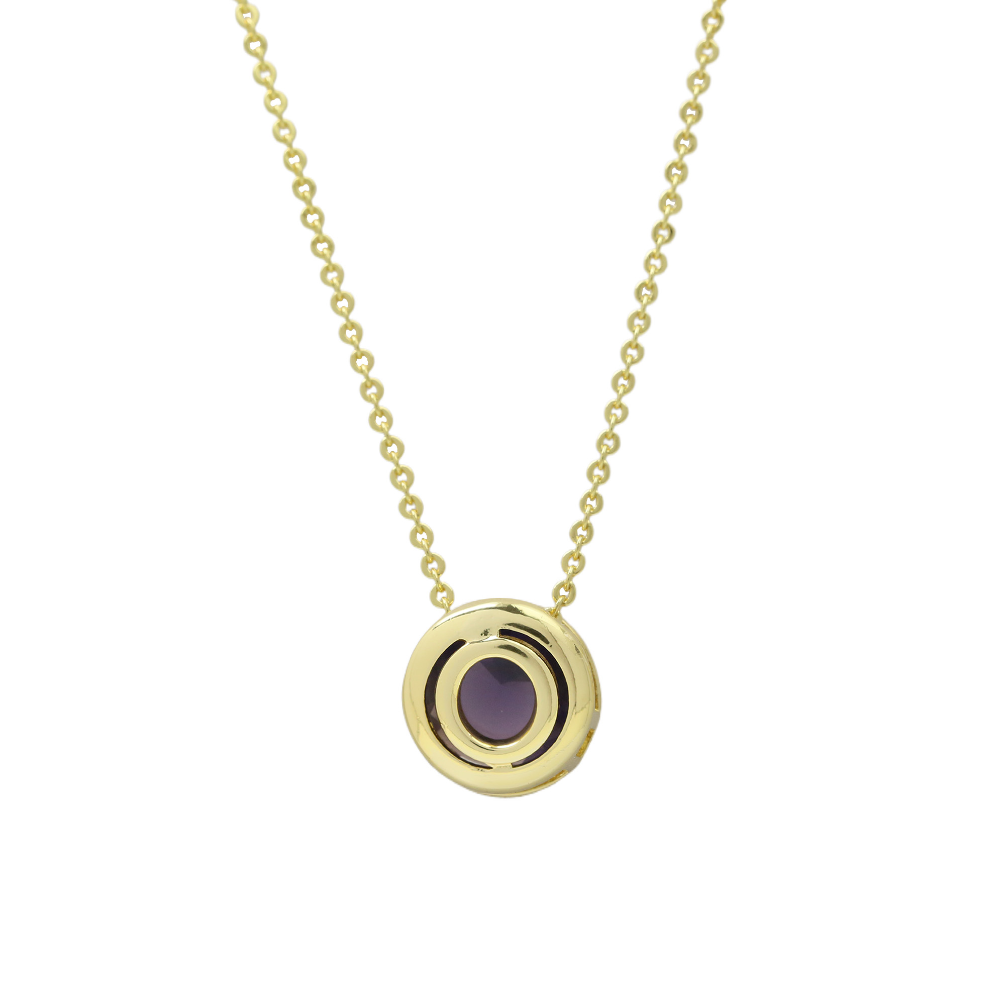 Initial Purple Zircon Letter  Pendant Necklaces