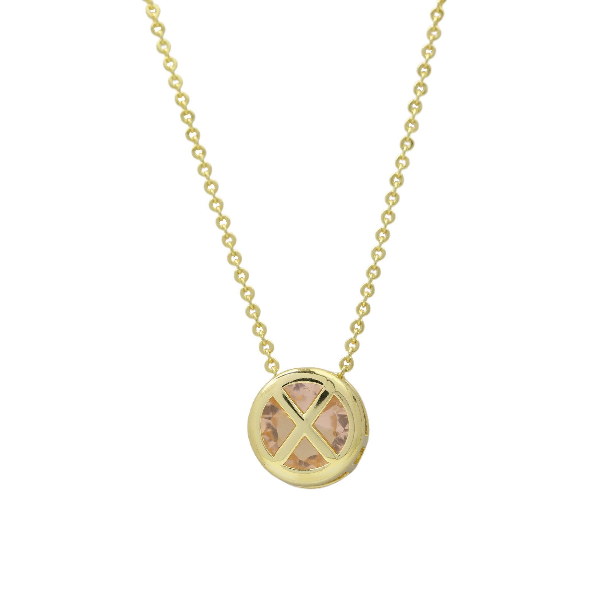 Initial Pink Zircon Letter  Pendant Necklaces