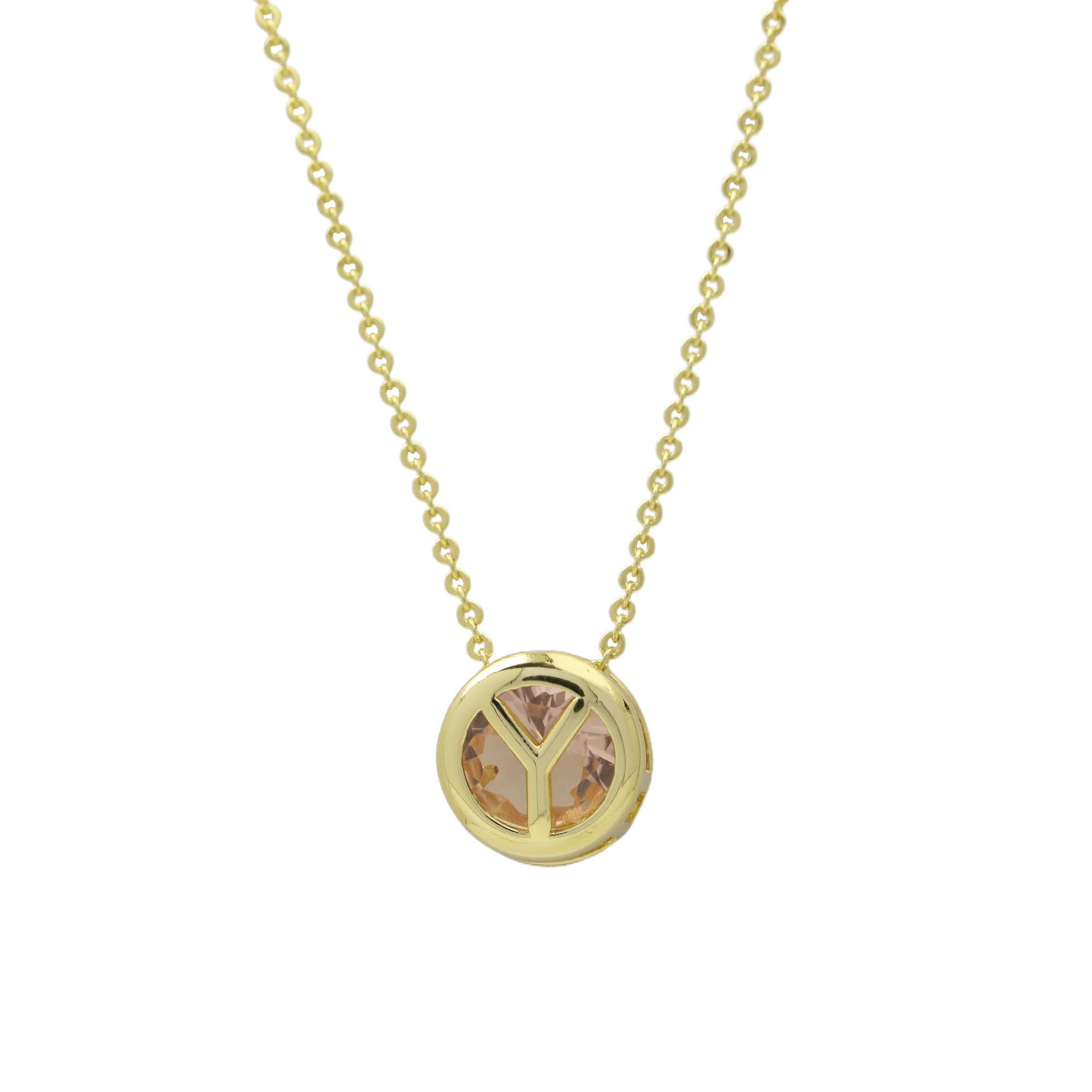 Initial Pink Zircon Letter  Pendant Necklaces