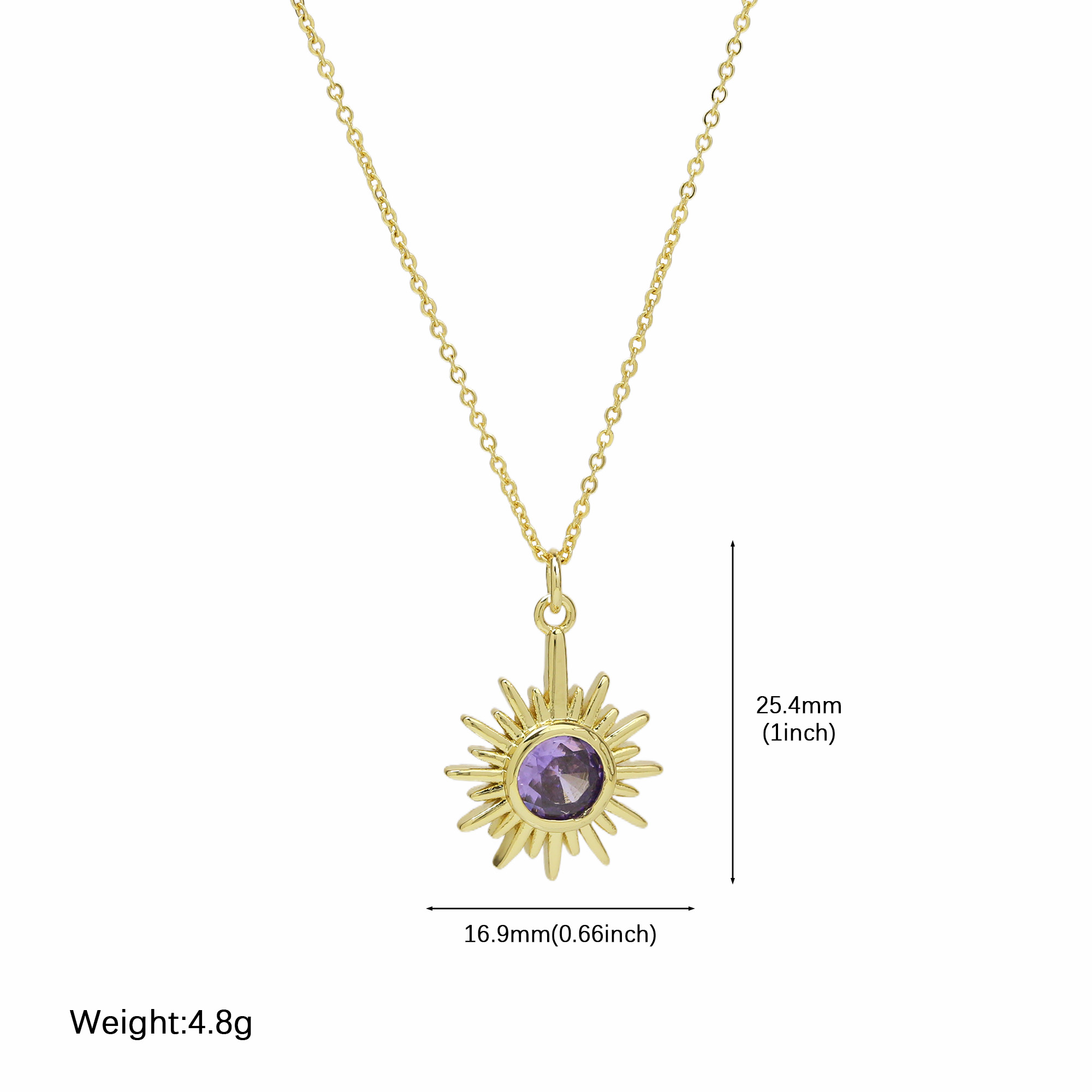 Zirconia Sun Pearl Brass Pendant Necklace