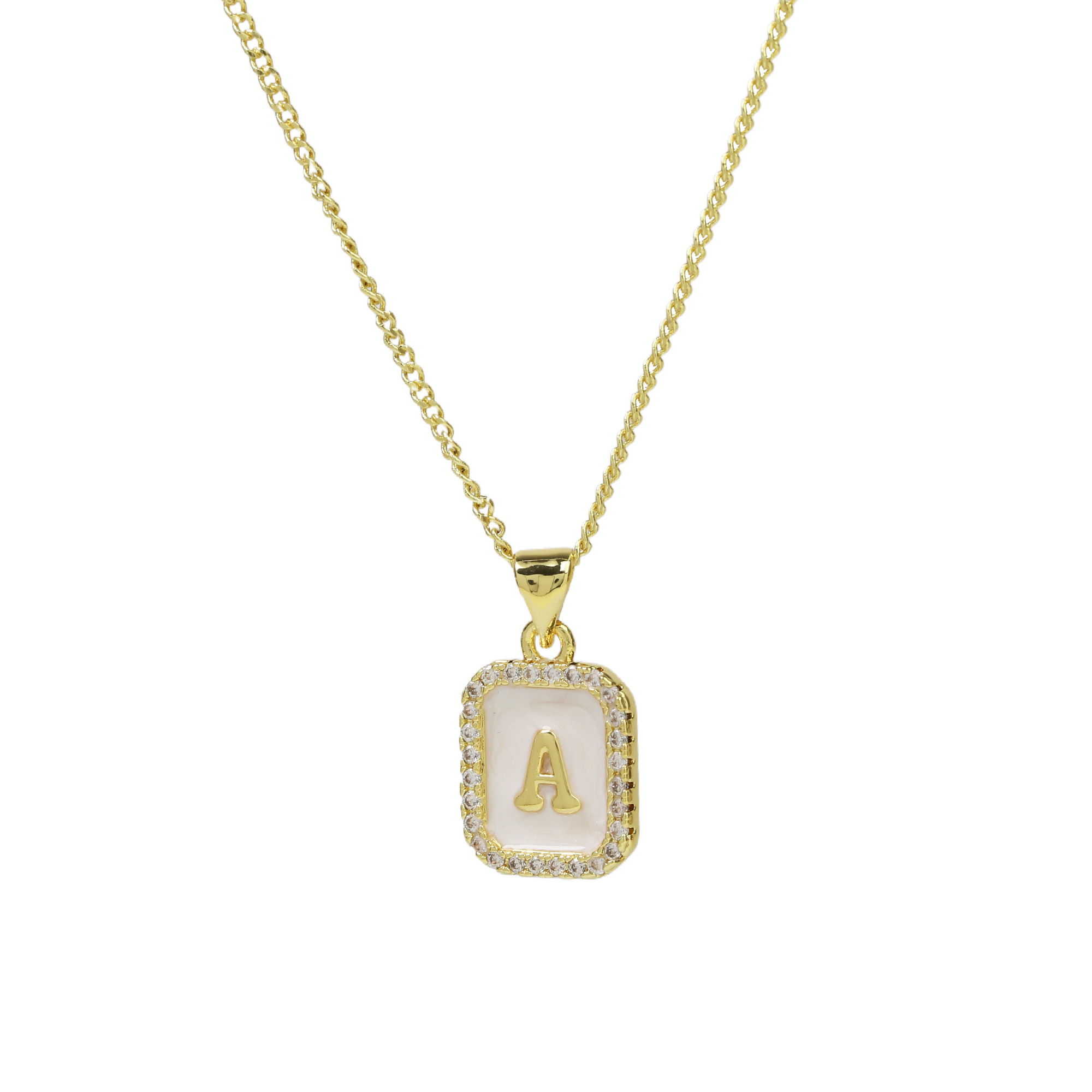 Enamel Initial Letter Alphabet Necklace