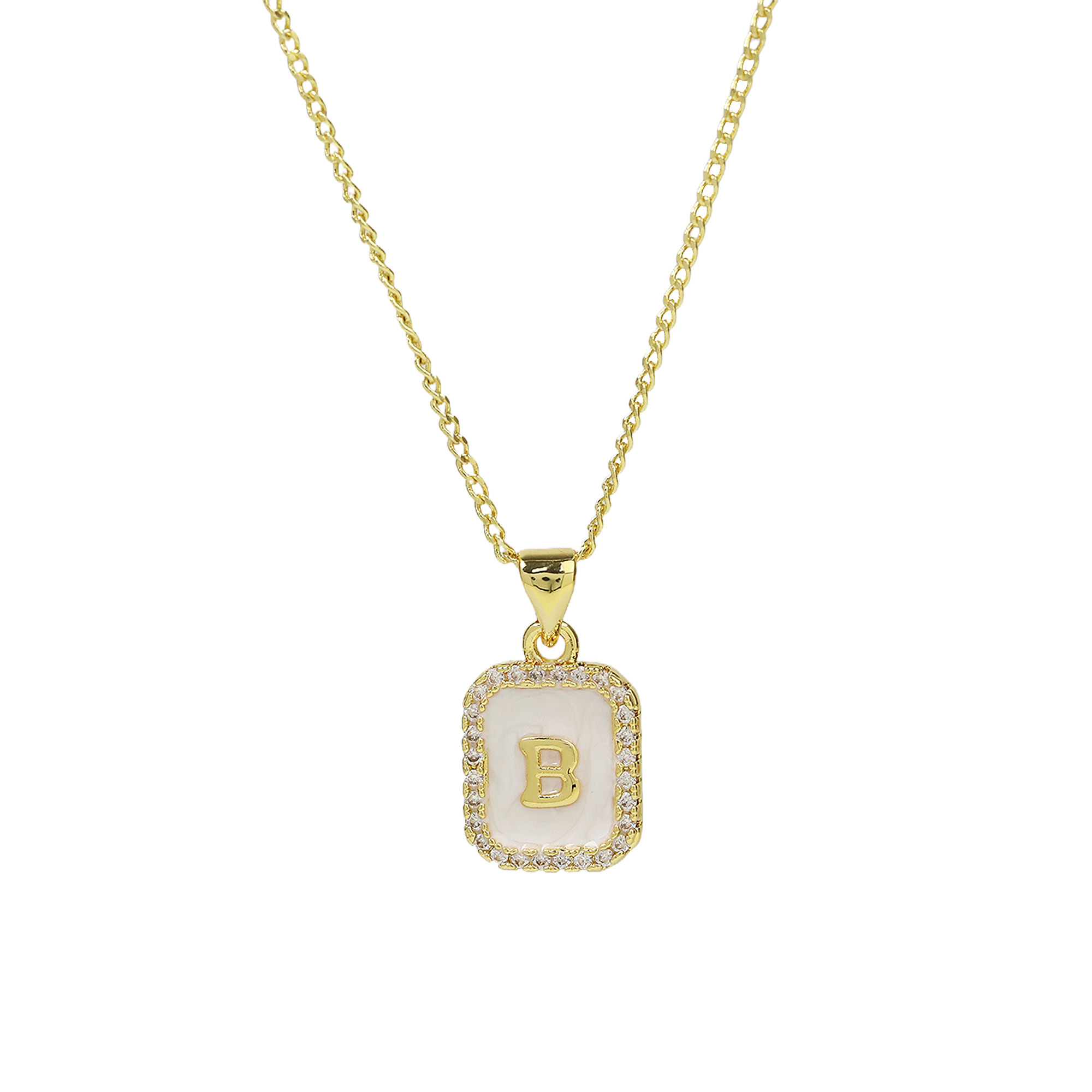 Enamel Initial Letter Alphabet Necklace
