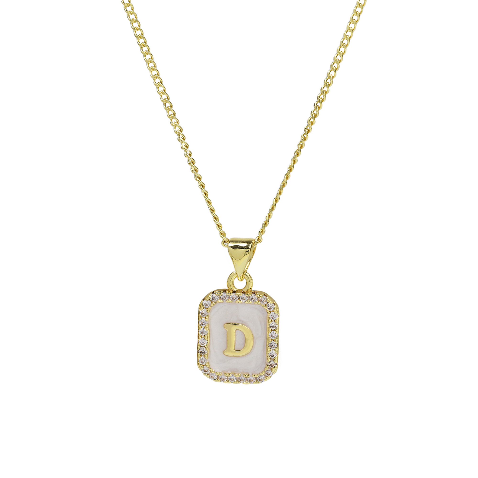 Enamel Initial Letter Alphabet Necklace