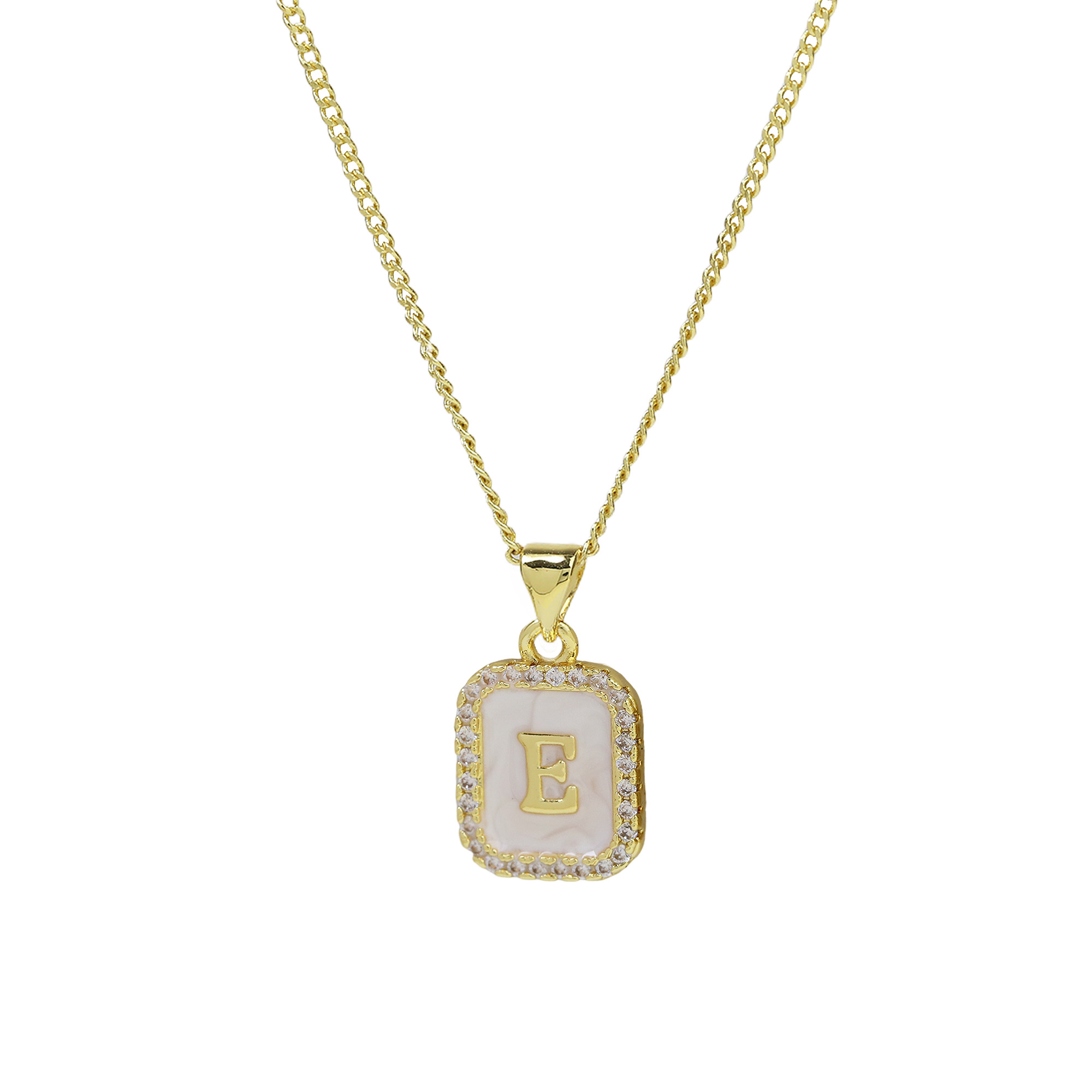 Enamel Initial Letter Alphabet Necklace