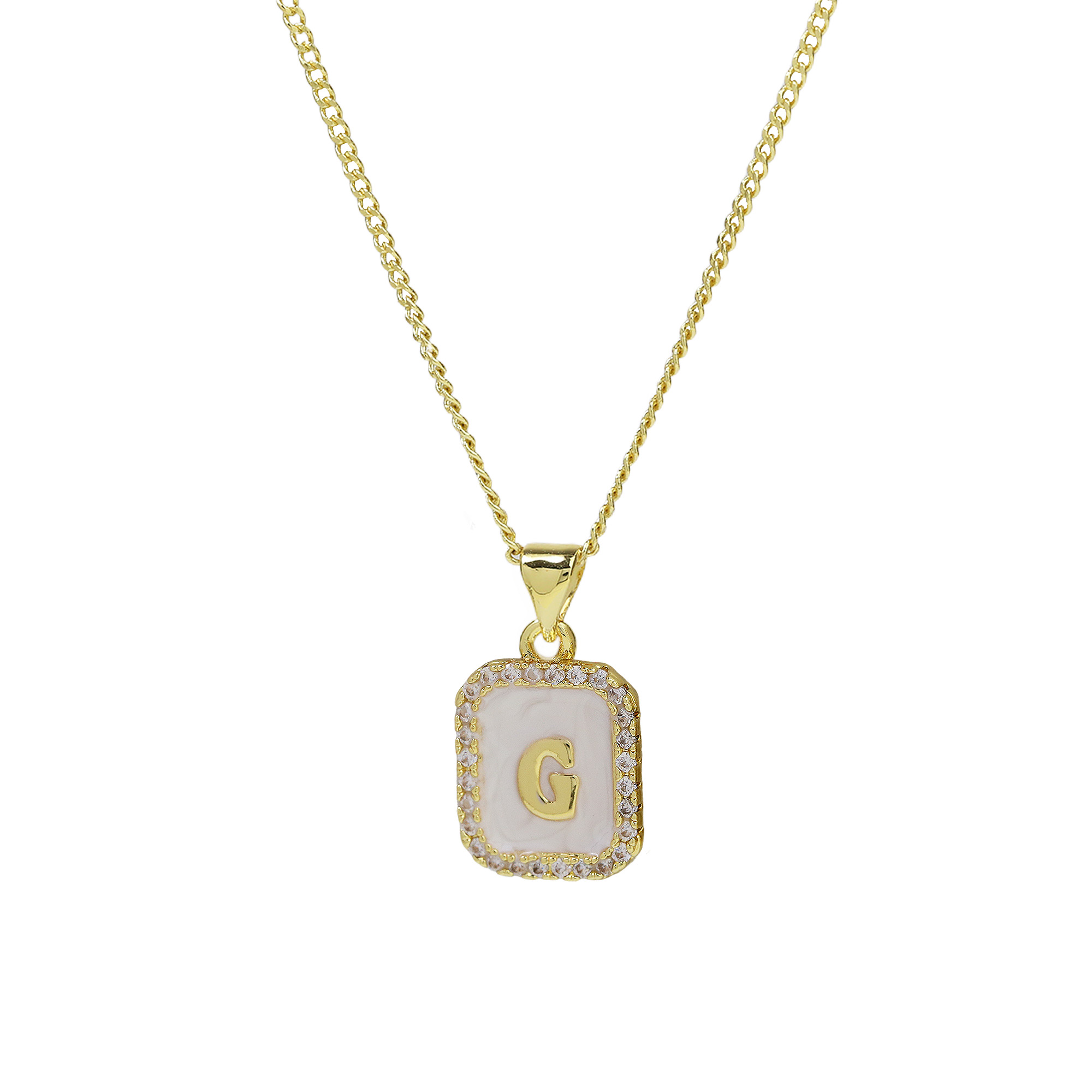 Enamel Initial Letter Alphabet Necklace