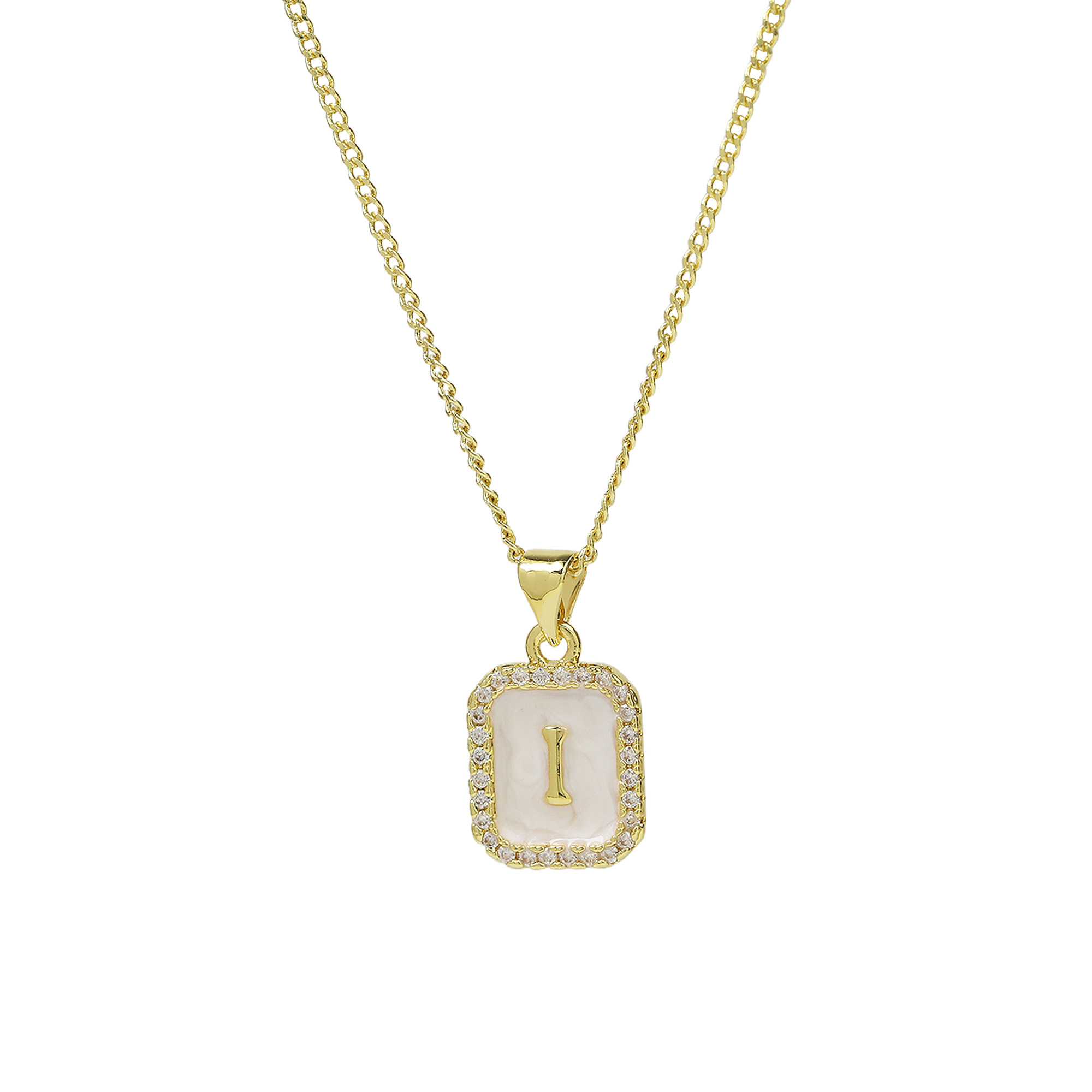 Enamel Initial Letter Alphabet Necklace