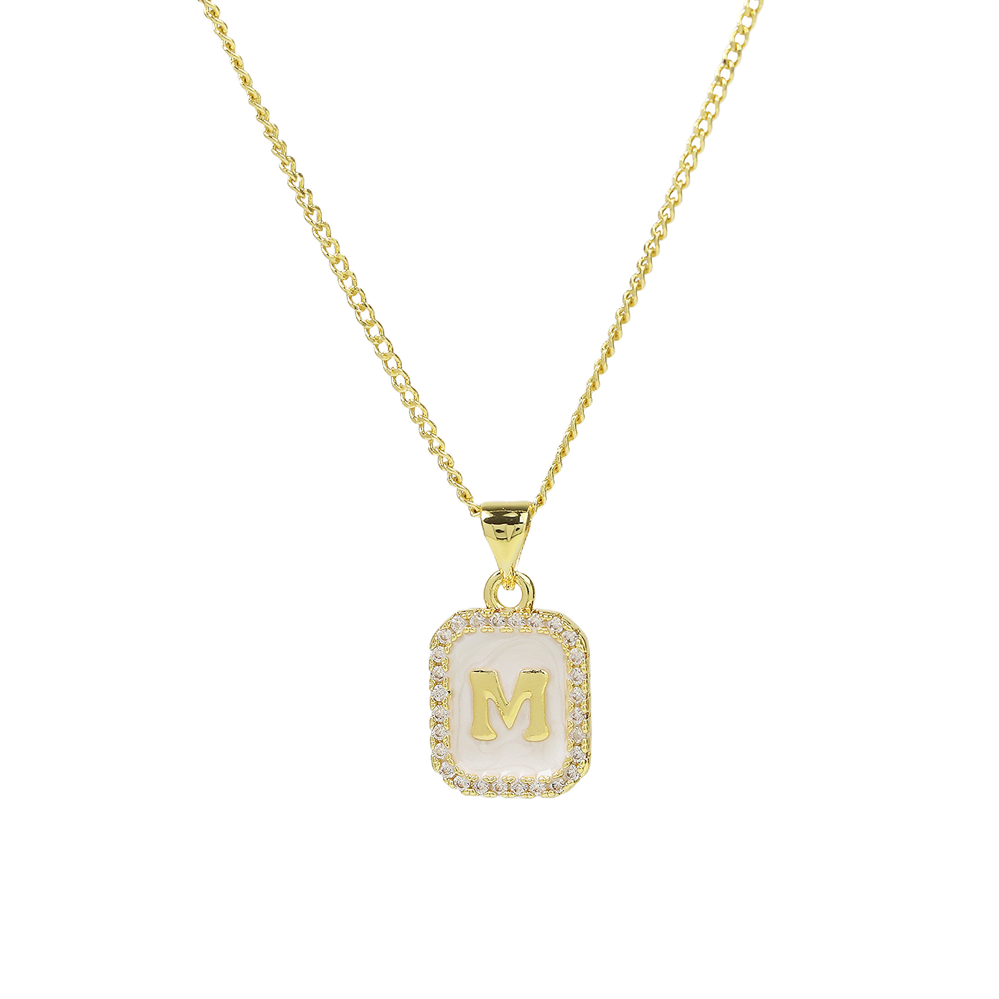 Enamel Initial Letter Alphabet Necklace