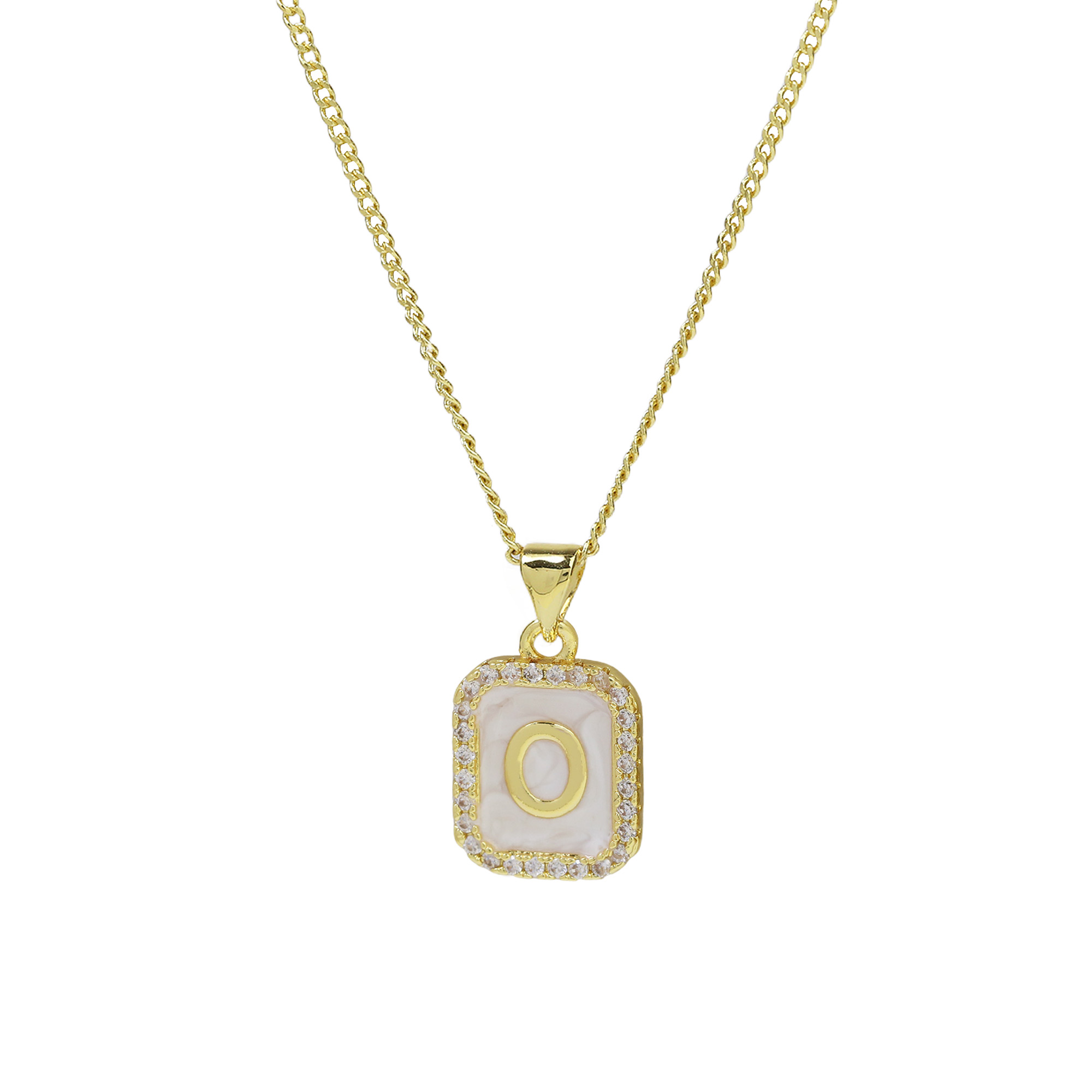 Enamel Initial Letter Alphabet Necklace