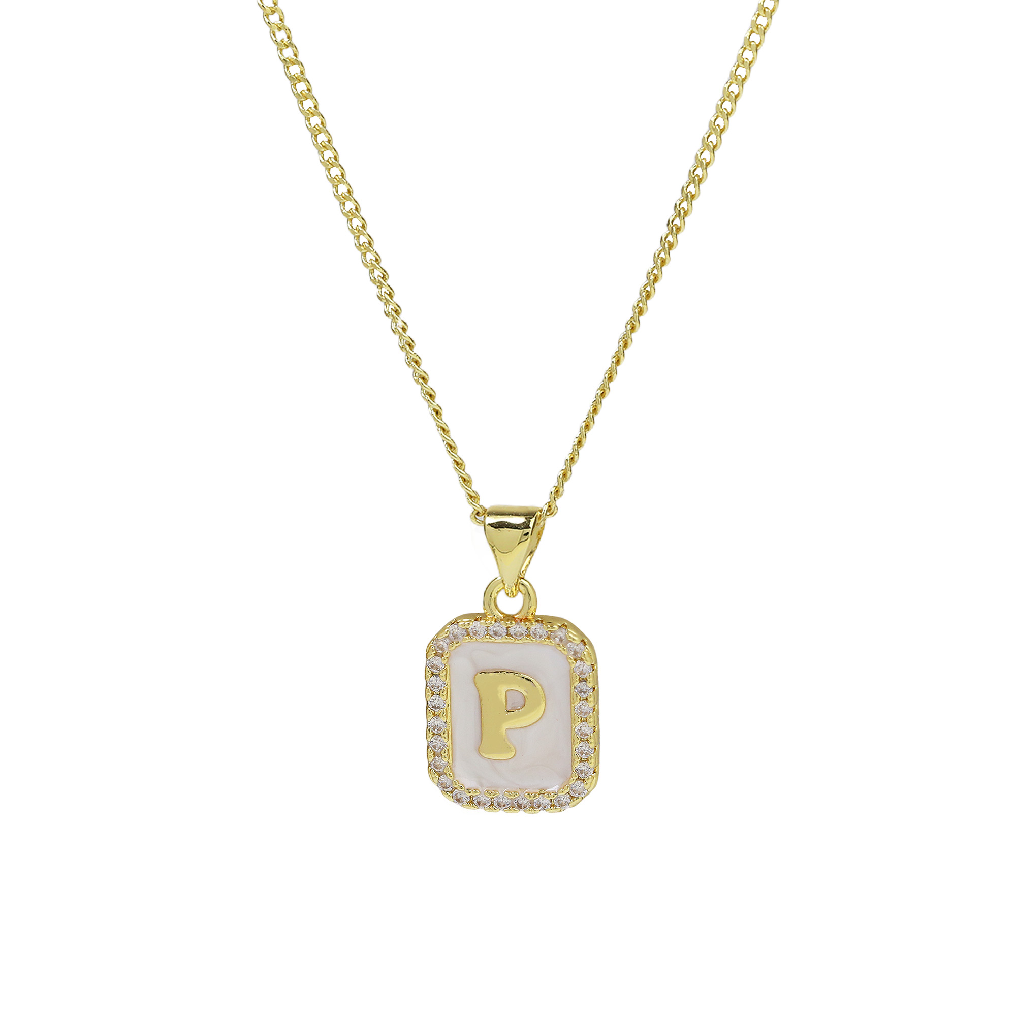 Enamel Initial Letter Alphabet Necklace