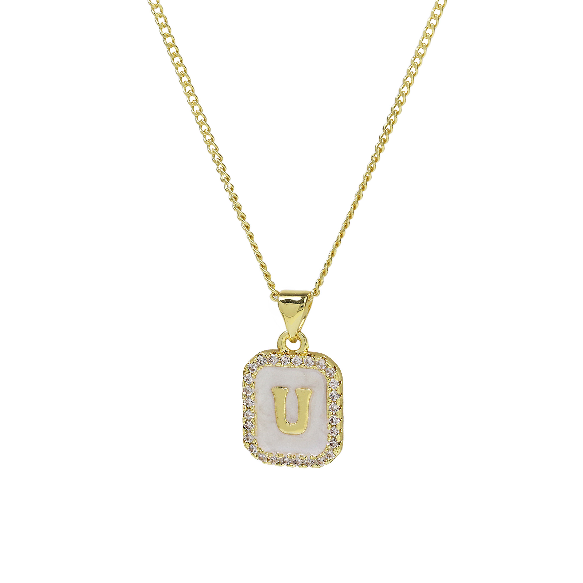 Enamel Initial Letter Alphabet Necklace