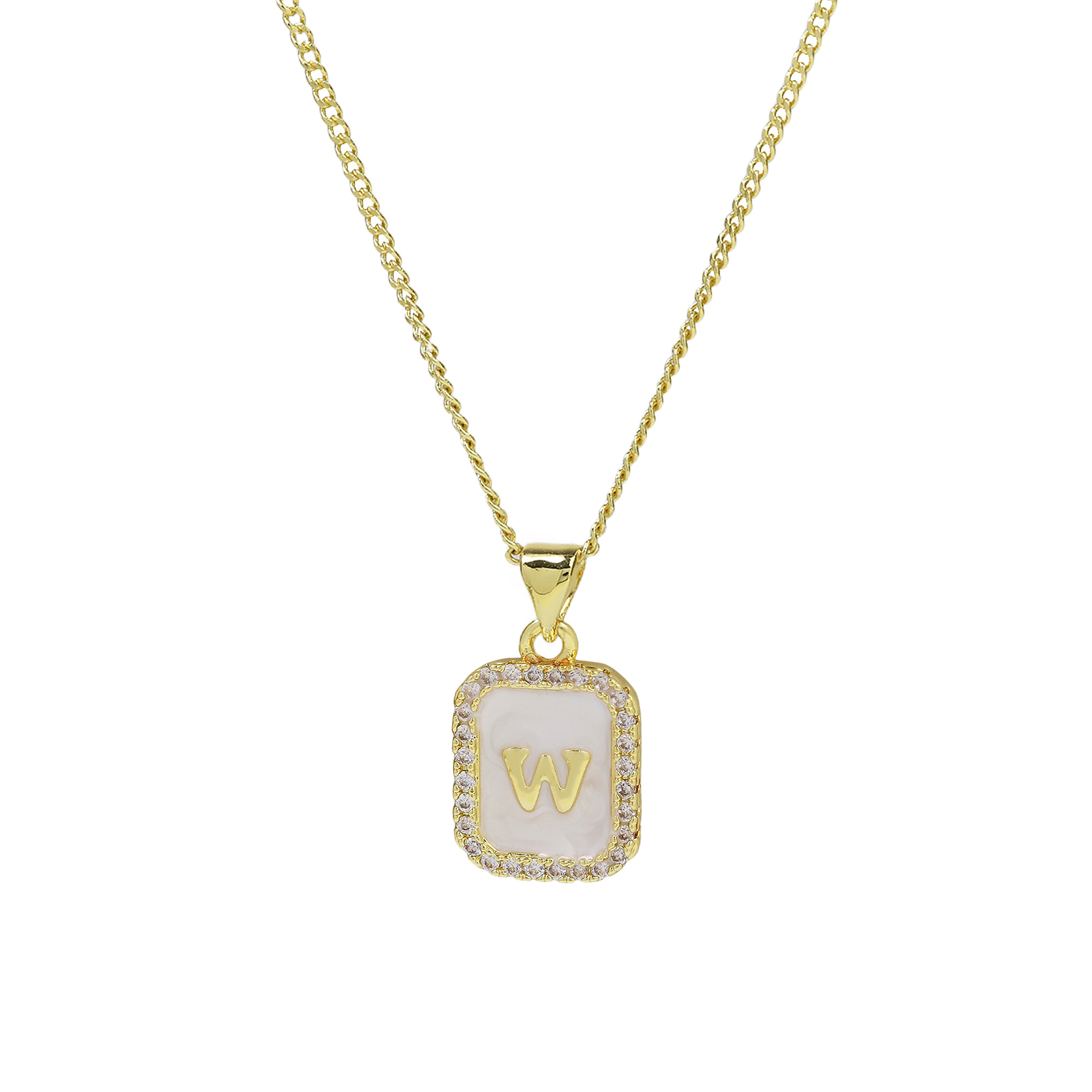 Enamel Initial Letter Alphabet Necklace