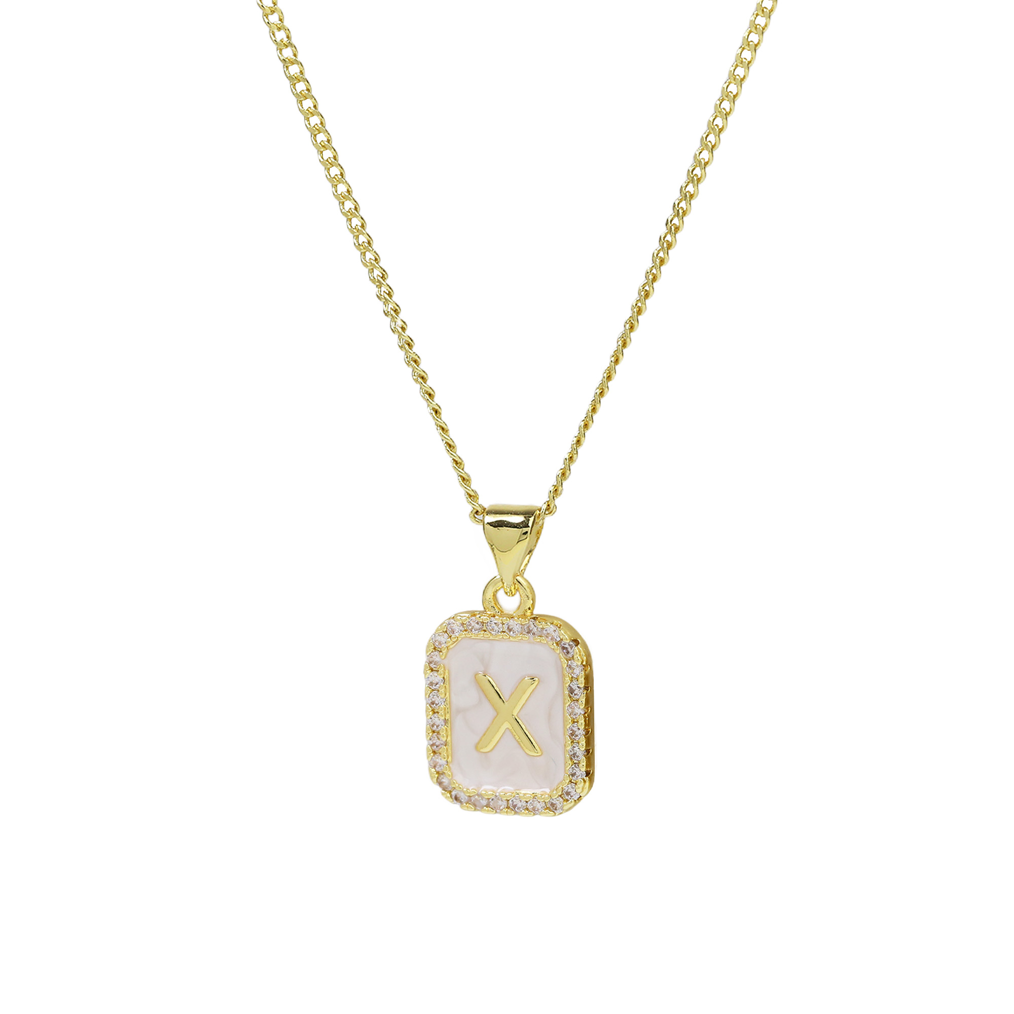 Enamel Initial Letter Alphabet Necklace