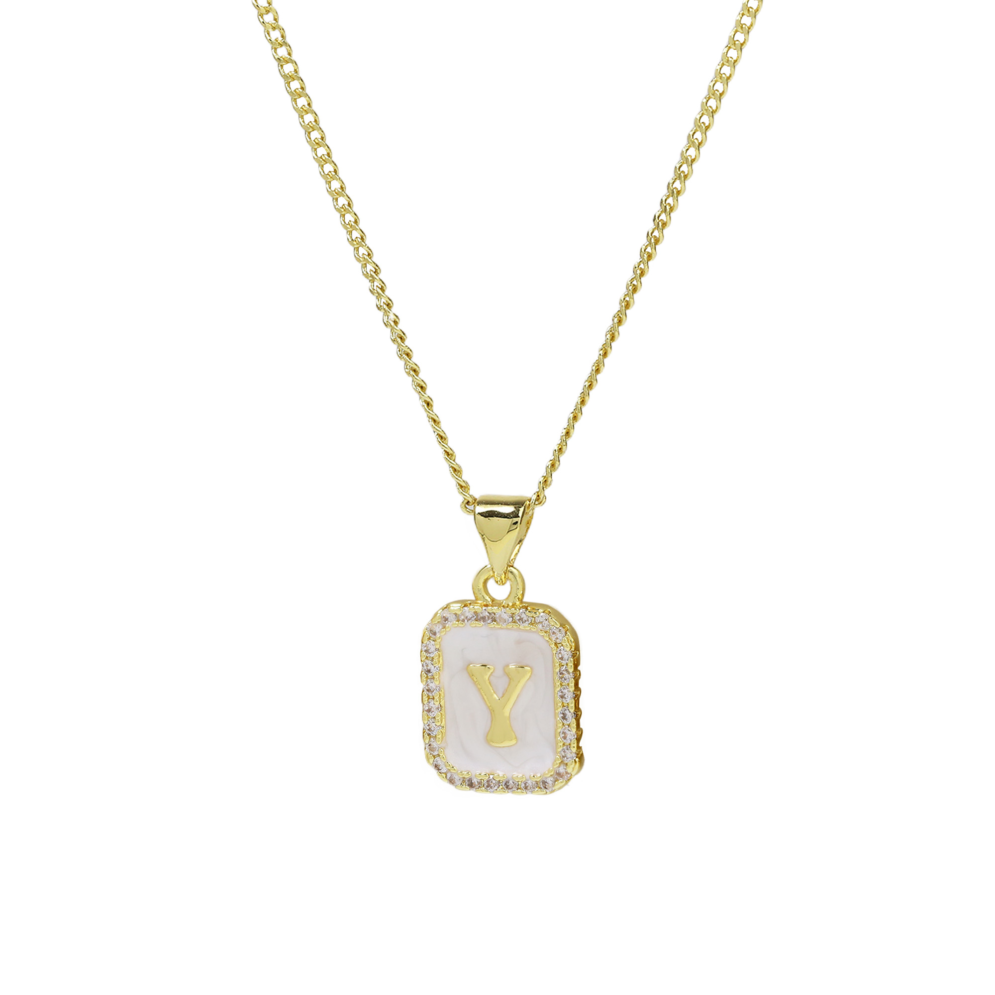 Enamel Initial Letter Alphabet Necklace