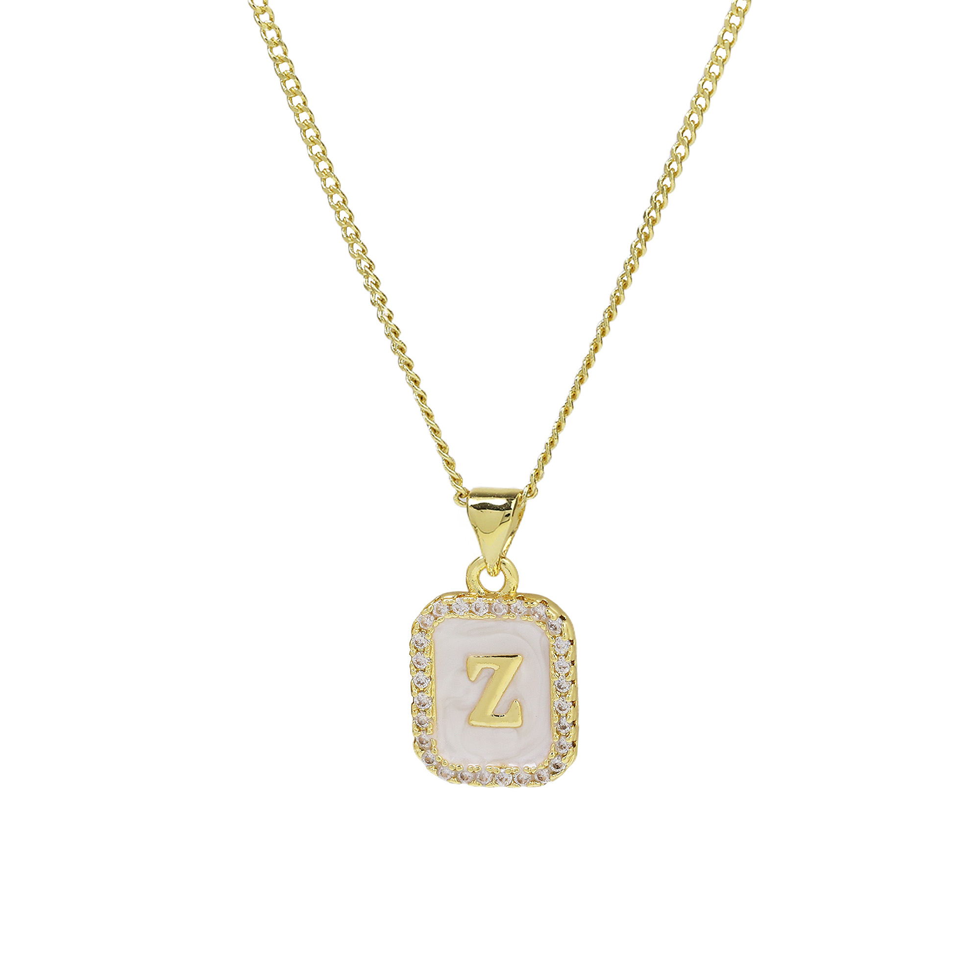 Enamel Initial Letter Alphabet Necklace