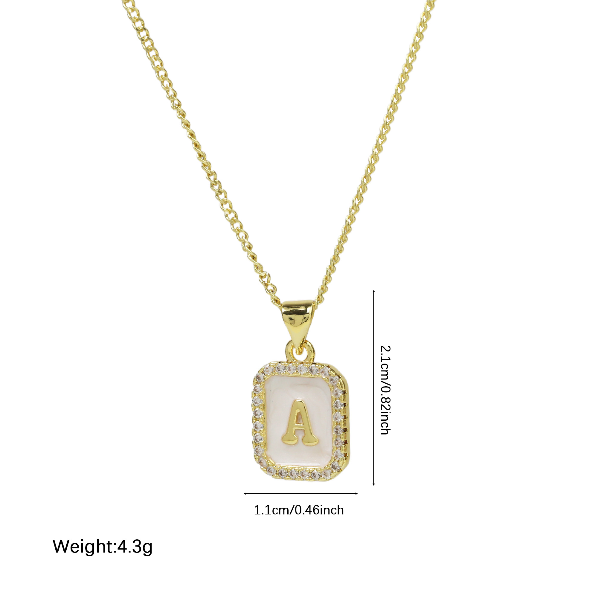 Enamel Initial Letter Alphabet Necklace