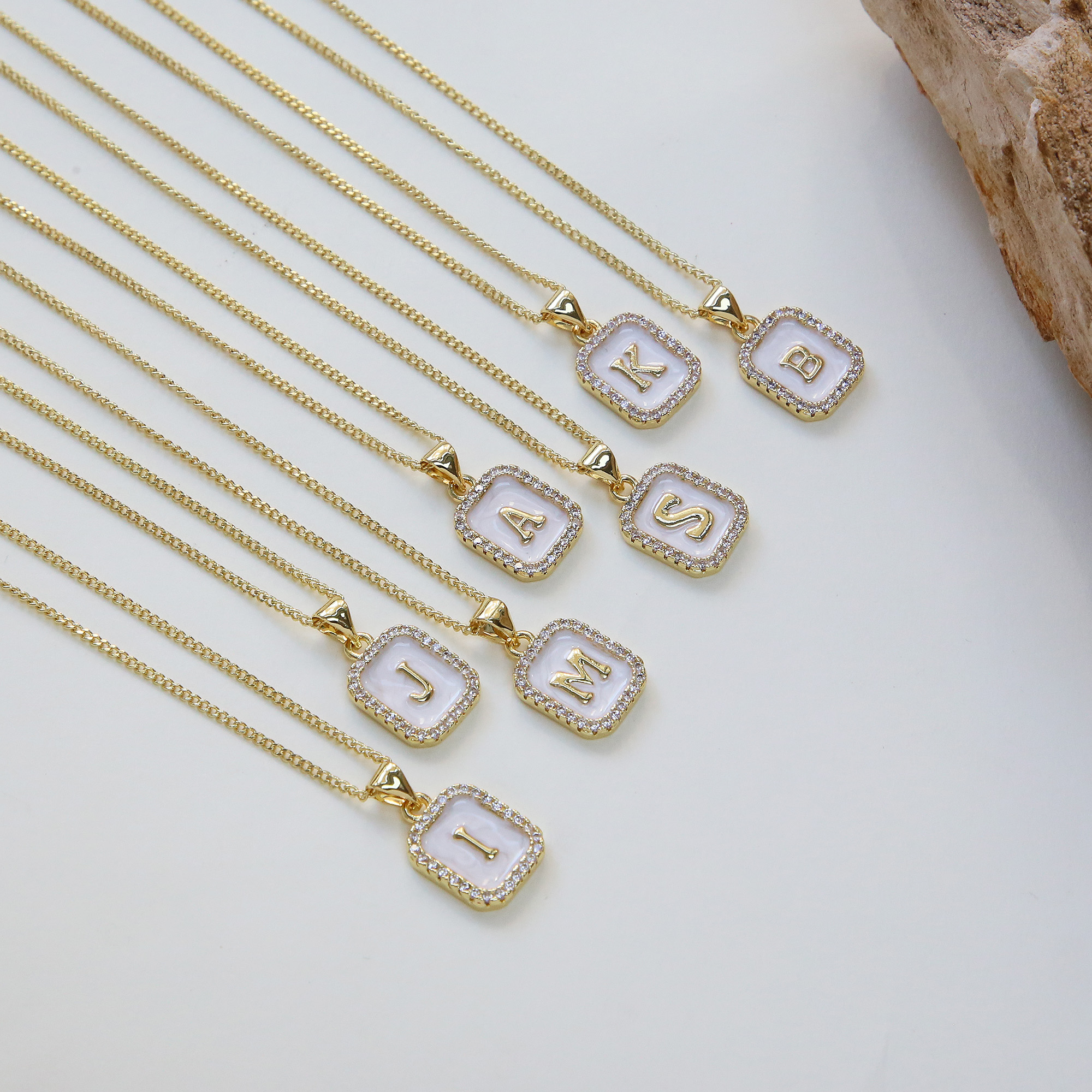 Enamel Initial Letter Alphabet Necklace