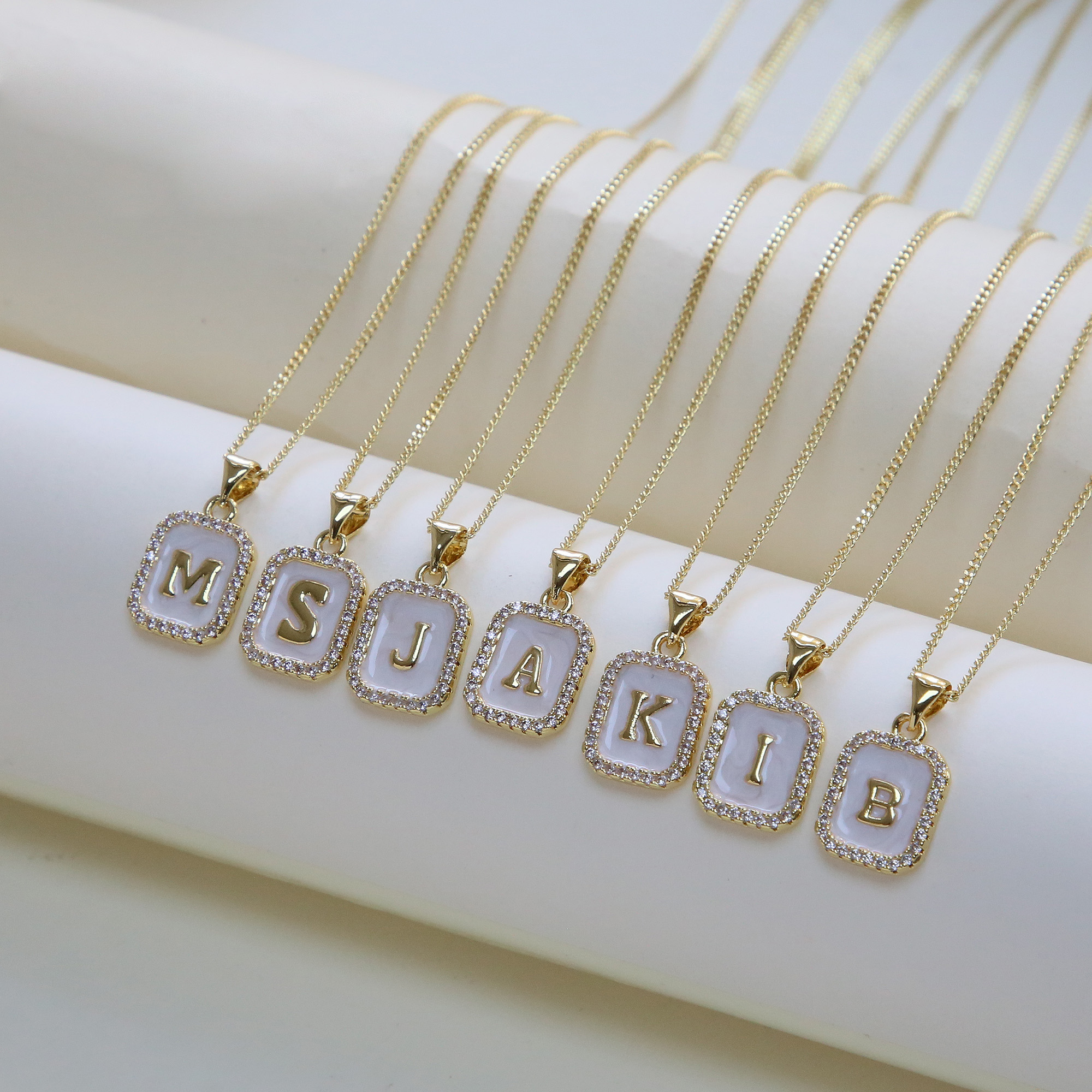 Enamel Initial Letter Alphabet Necklace