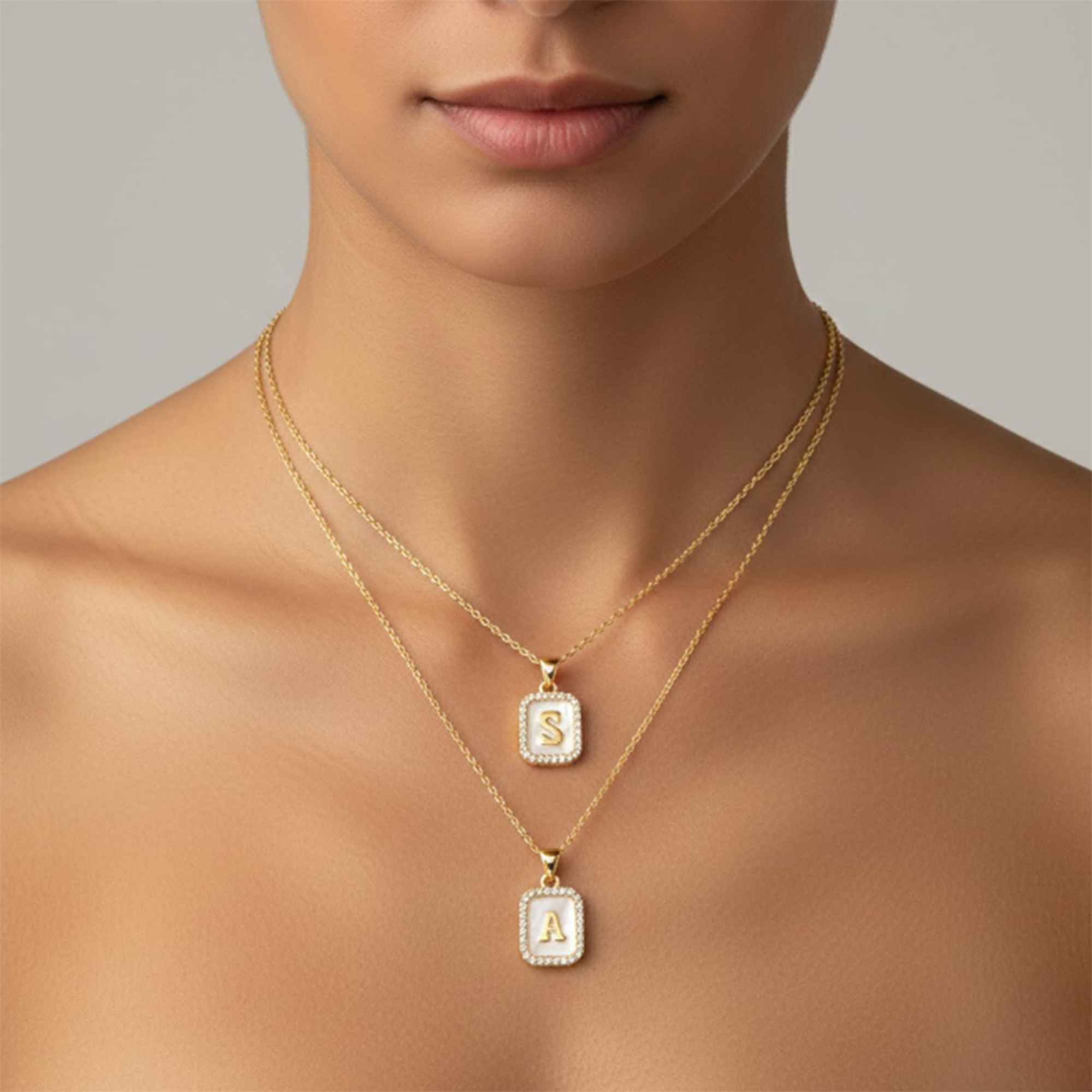 Enamel Initial Letter Alphabet Necklace