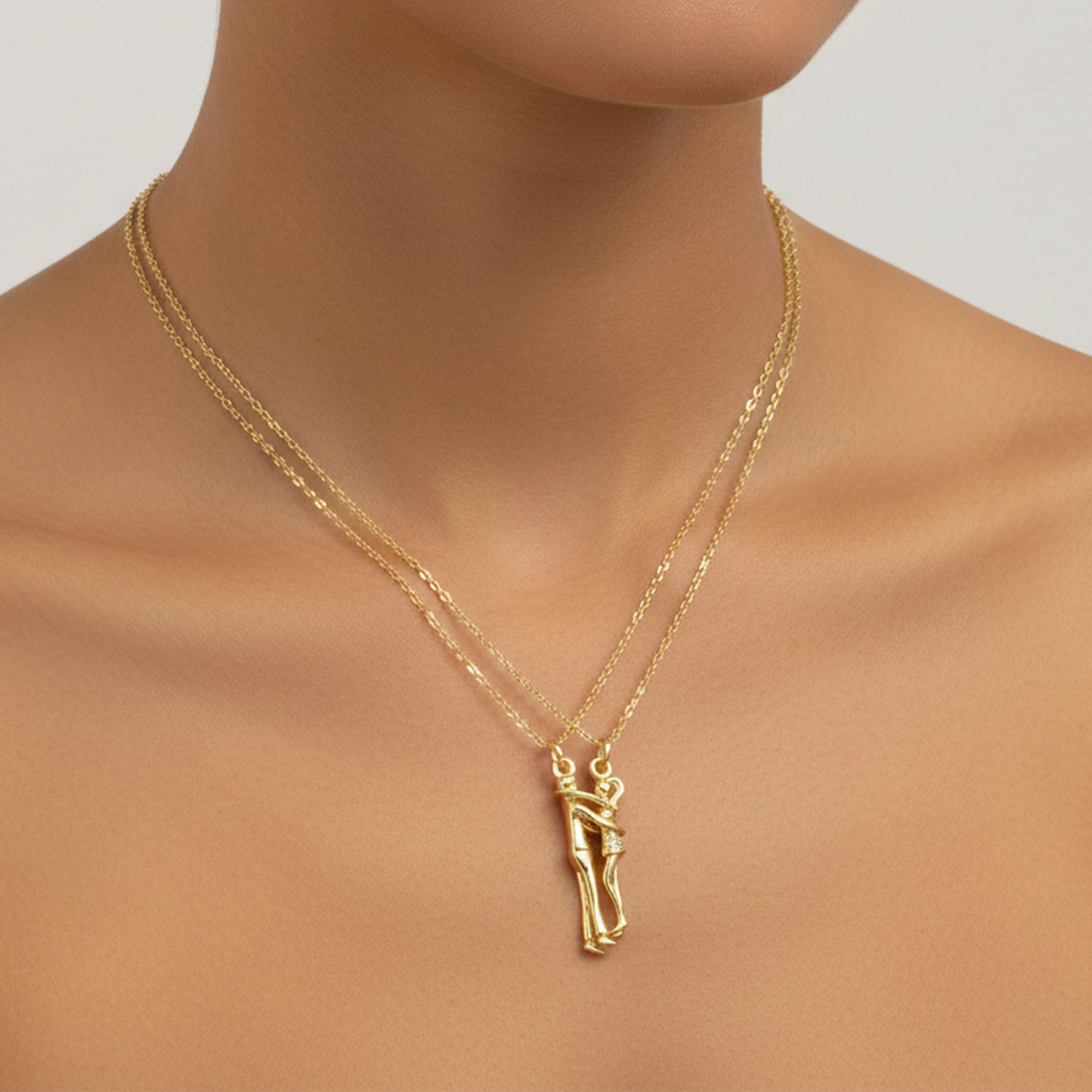 Hug Couple Pendant Necklace