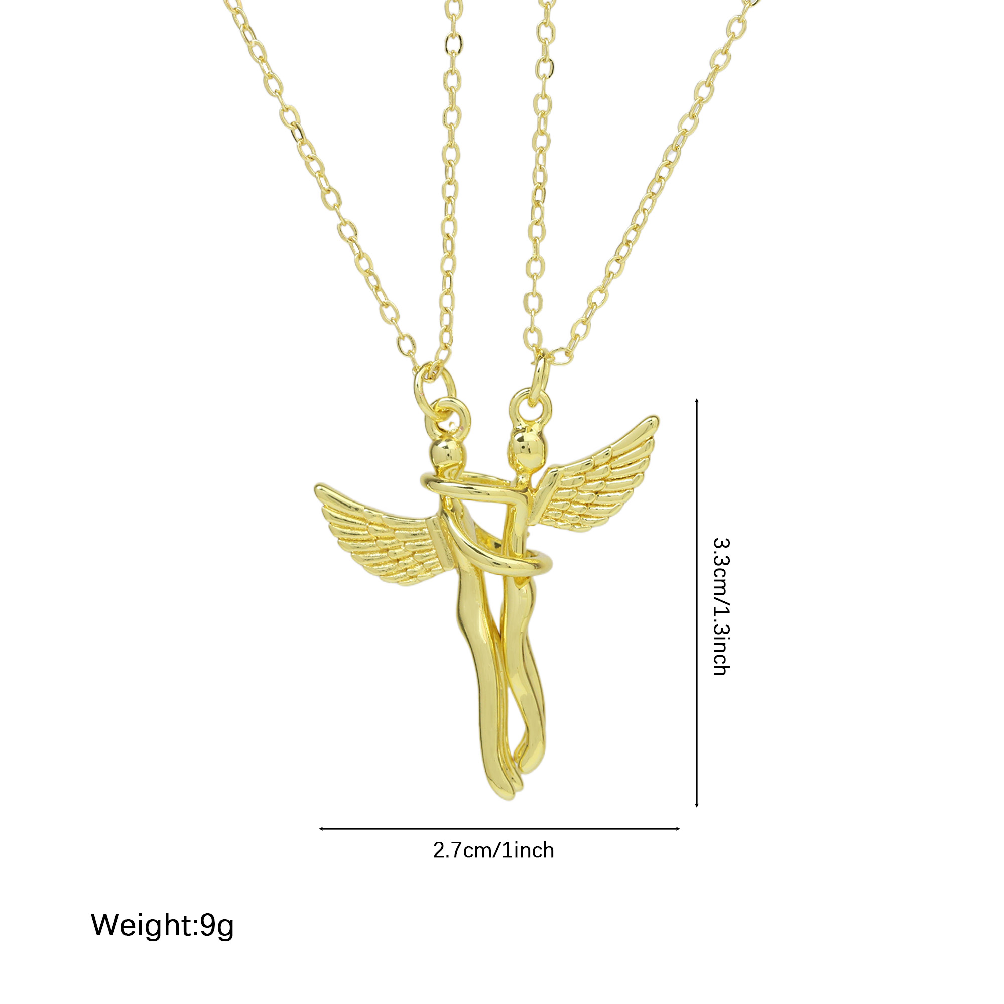 Angel Wings Hug Couple Pendant Necklace