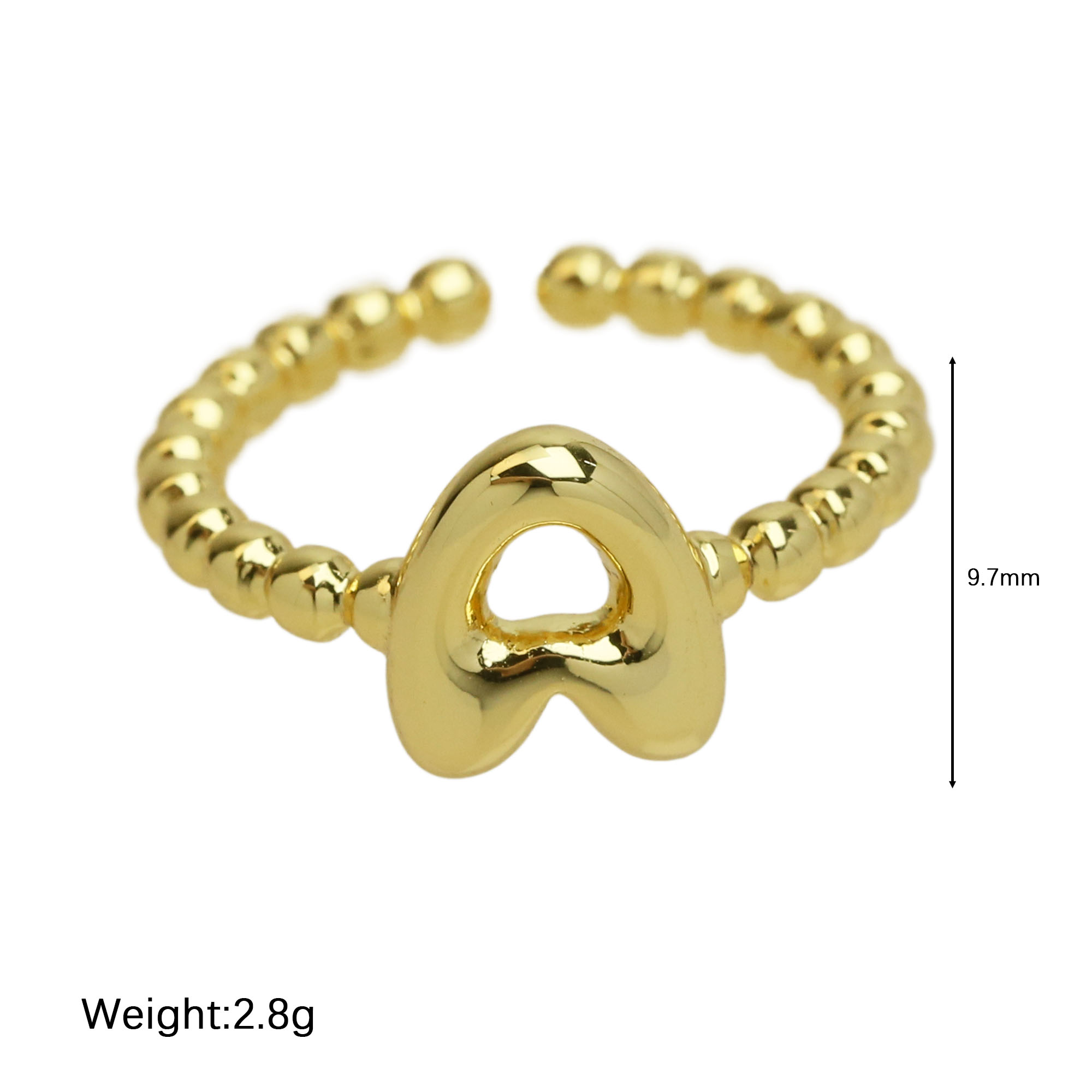 Glossy Bubble Initial Letter Alphabet Rings
