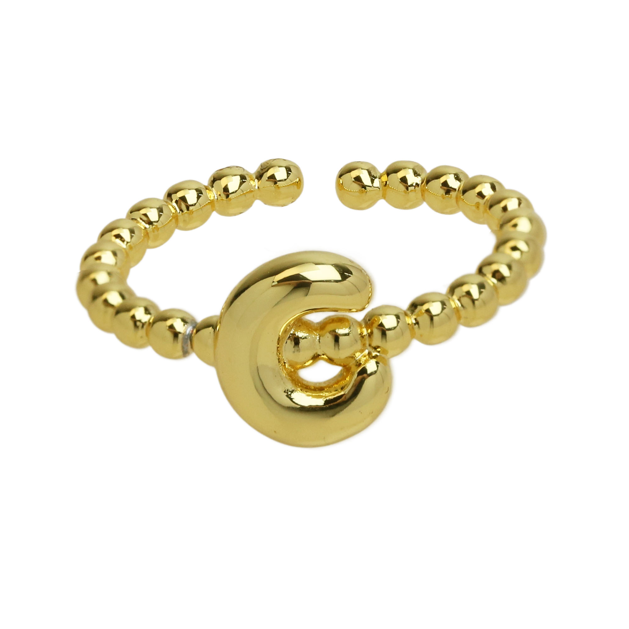 Glossy Bubble Initial Letter Alphabet Rings