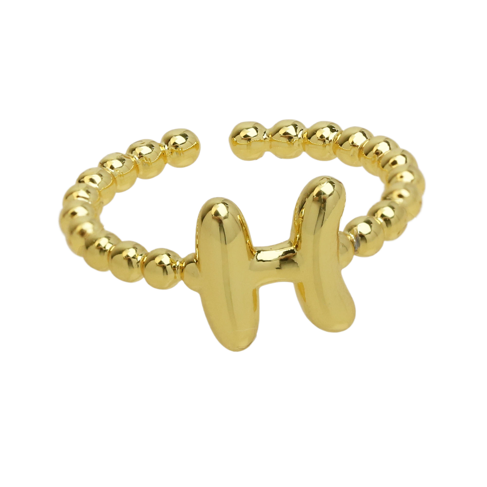 Glossy Bubble Initial Letter Alphabet Rings