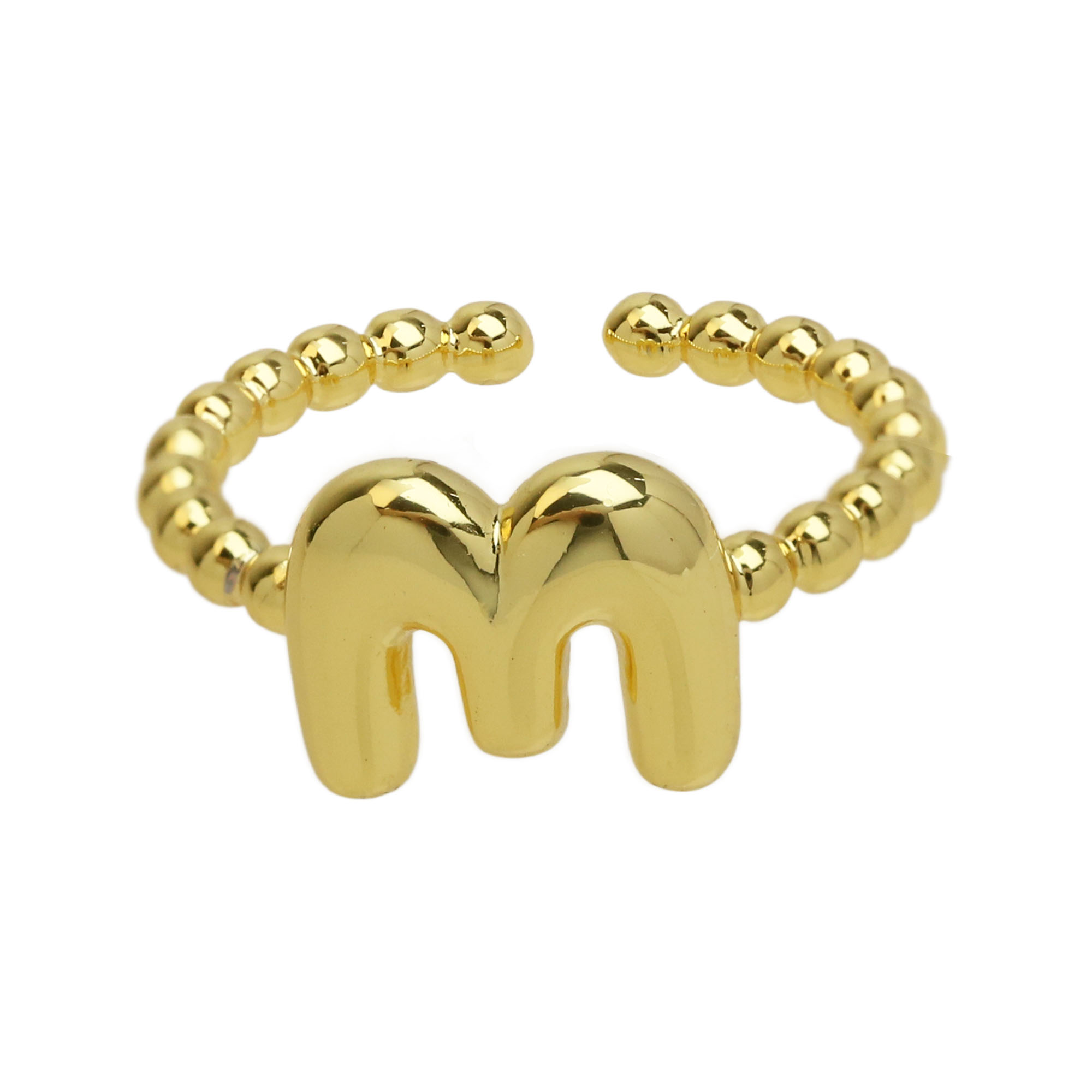 Glossy Bubble Initial Letter Alphabet Rings