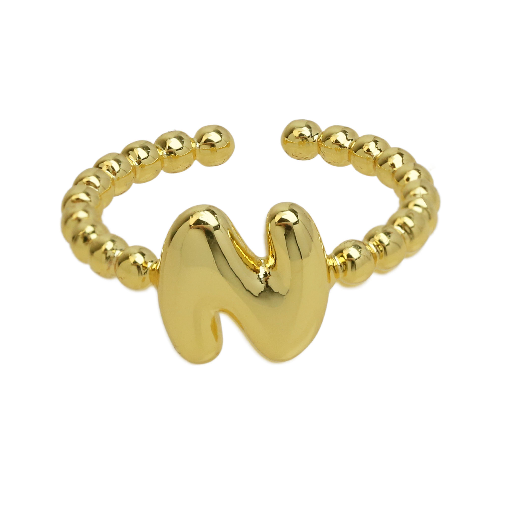 Glossy Bubble Initial Letter Alphabet Rings
