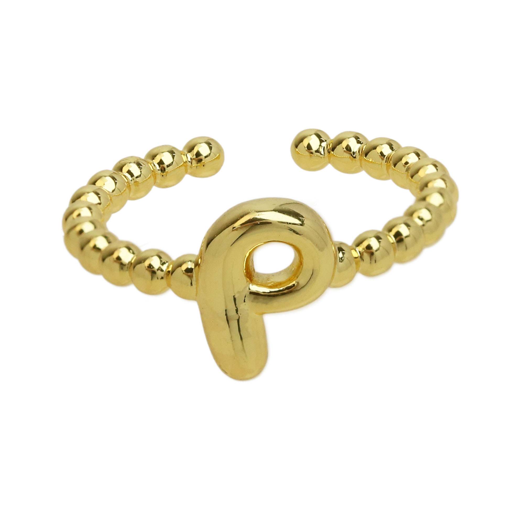 Glossy Bubble Initial Letter Alphabet Rings