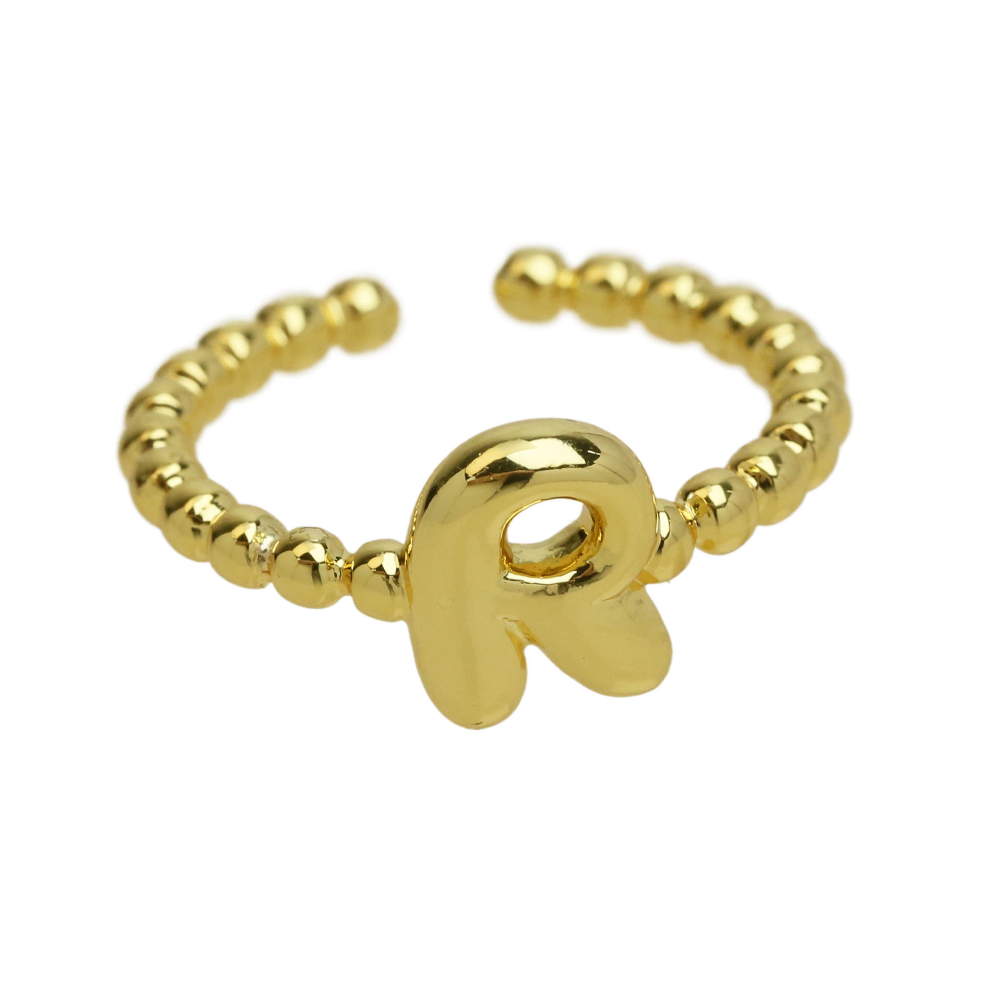 Glossy Bubble Initial Letter Alphabet Rings
