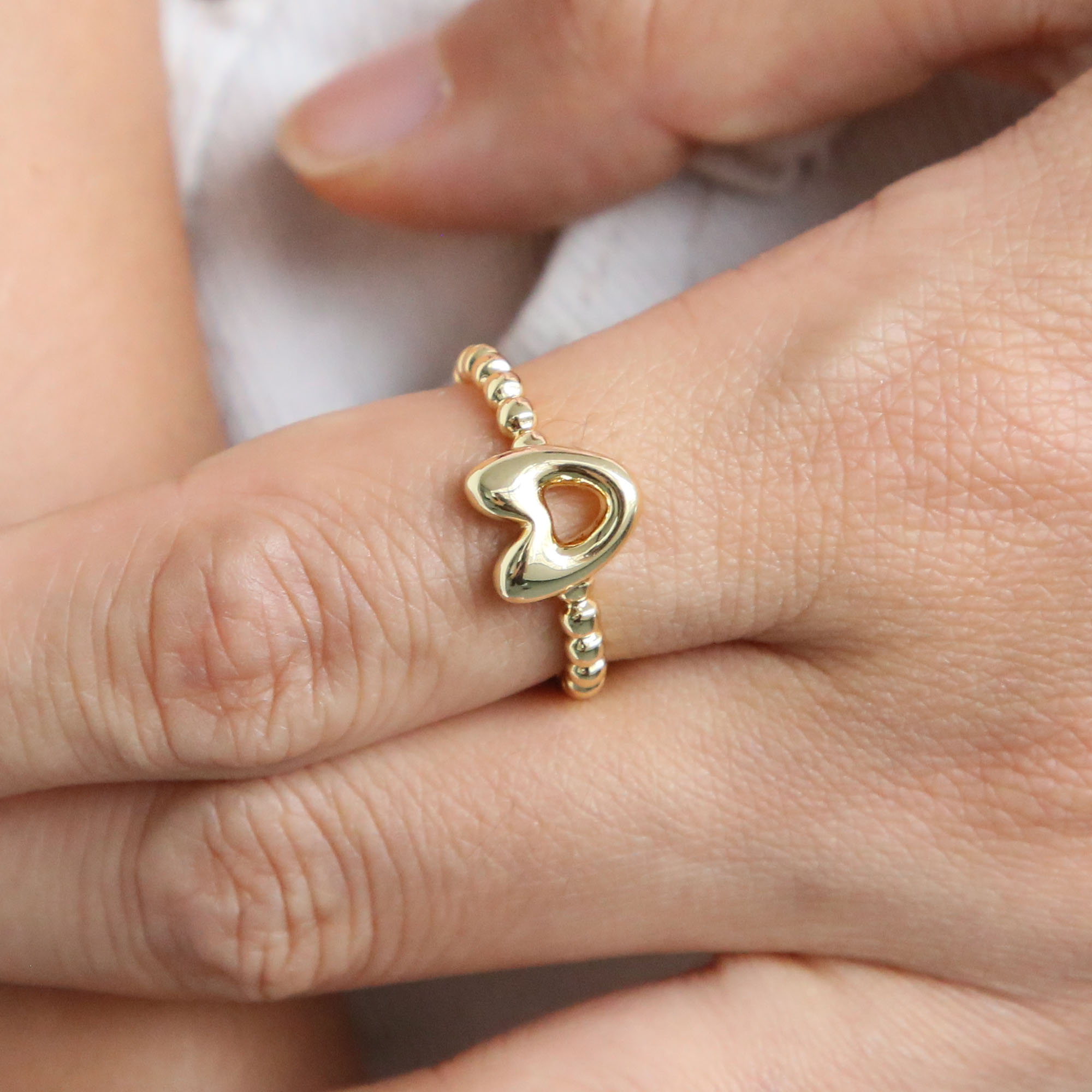 Glossy Bubble Initial Letter Alphabet Rings