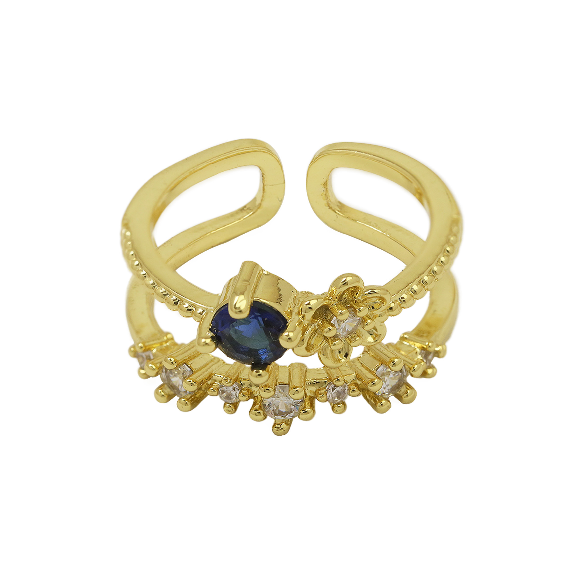 Zircon Flower Brass Rings