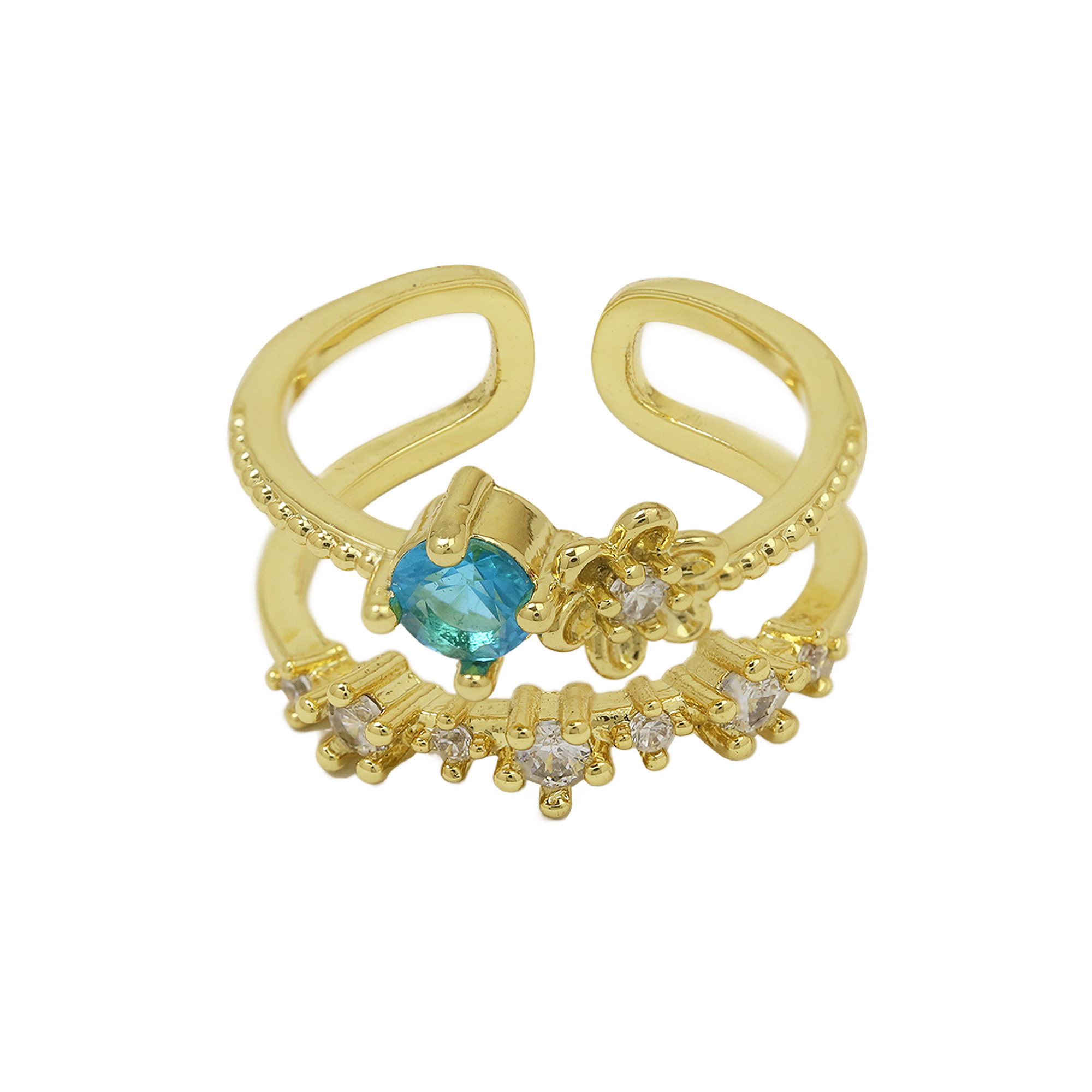 Zircon Flower Brass Rings