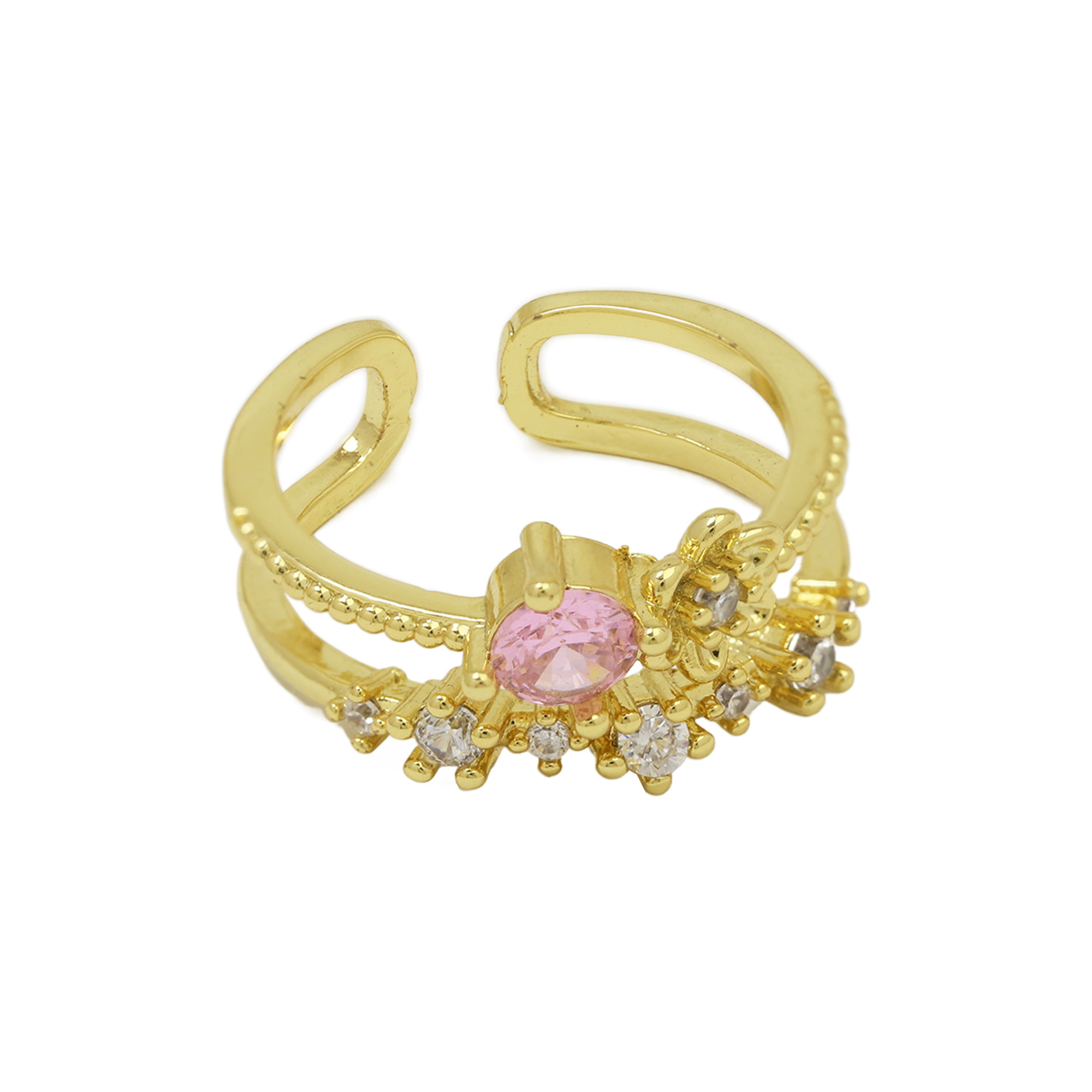 Zircon Flower Brass Rings