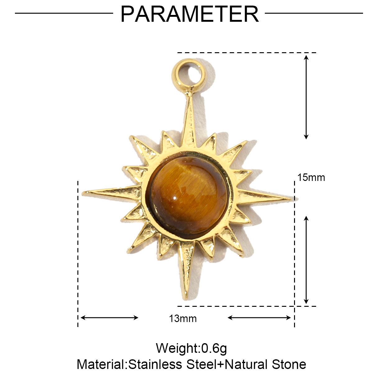 Natural Stone Geometric Stainless Steel Charms