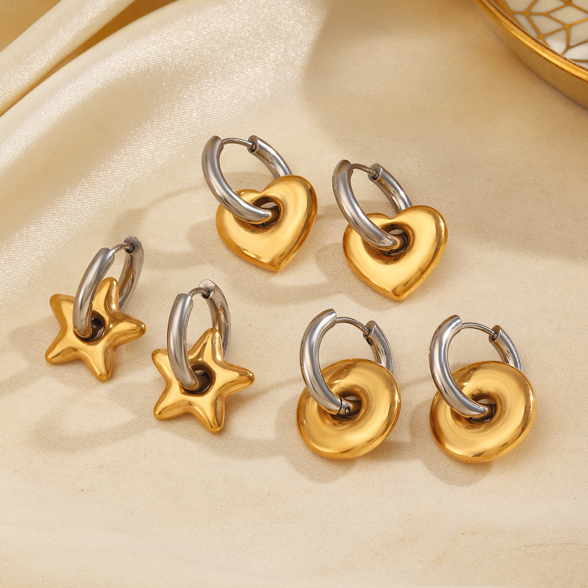 Stainless Steel Heart Hoop Earrings