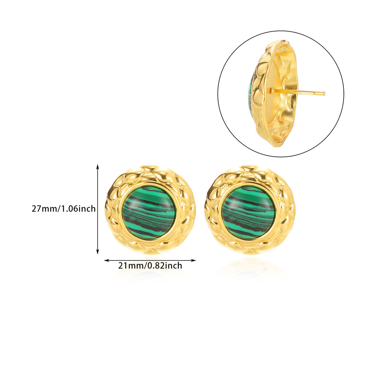 Natural Stone Stud Earrings