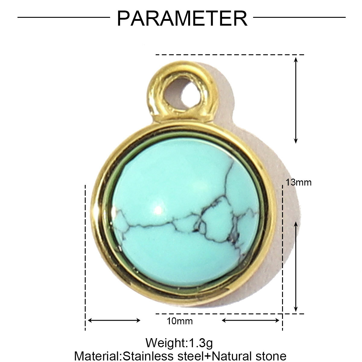 Lapis Water Drops Natural Stone Stainless Steel Charms