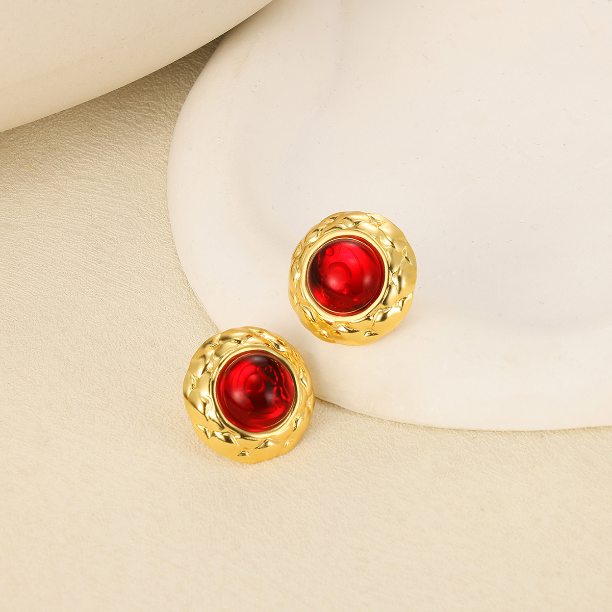 Natural Stone Stud Earrings